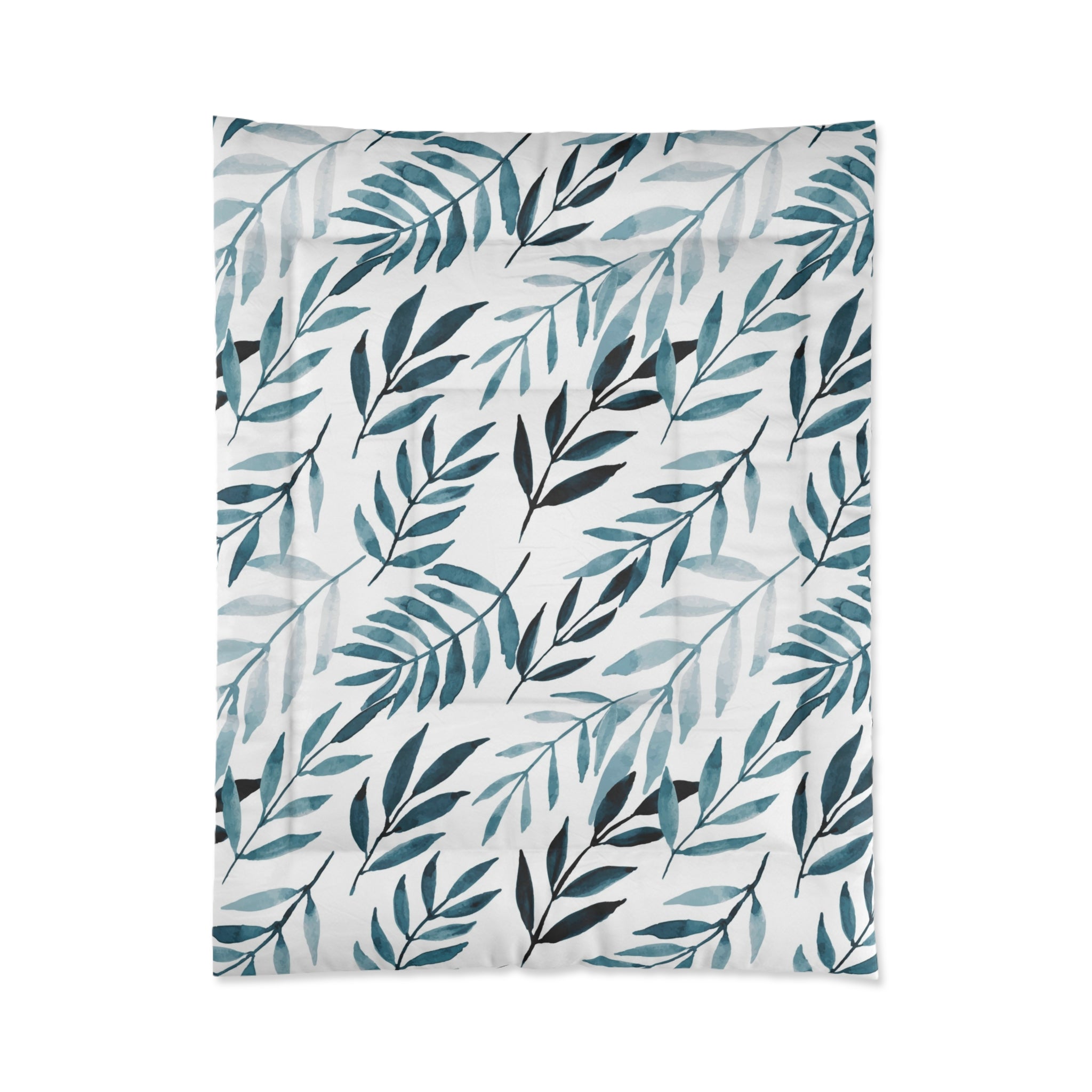 Bedding Comforter | Floral, Navy Denim Blue, White