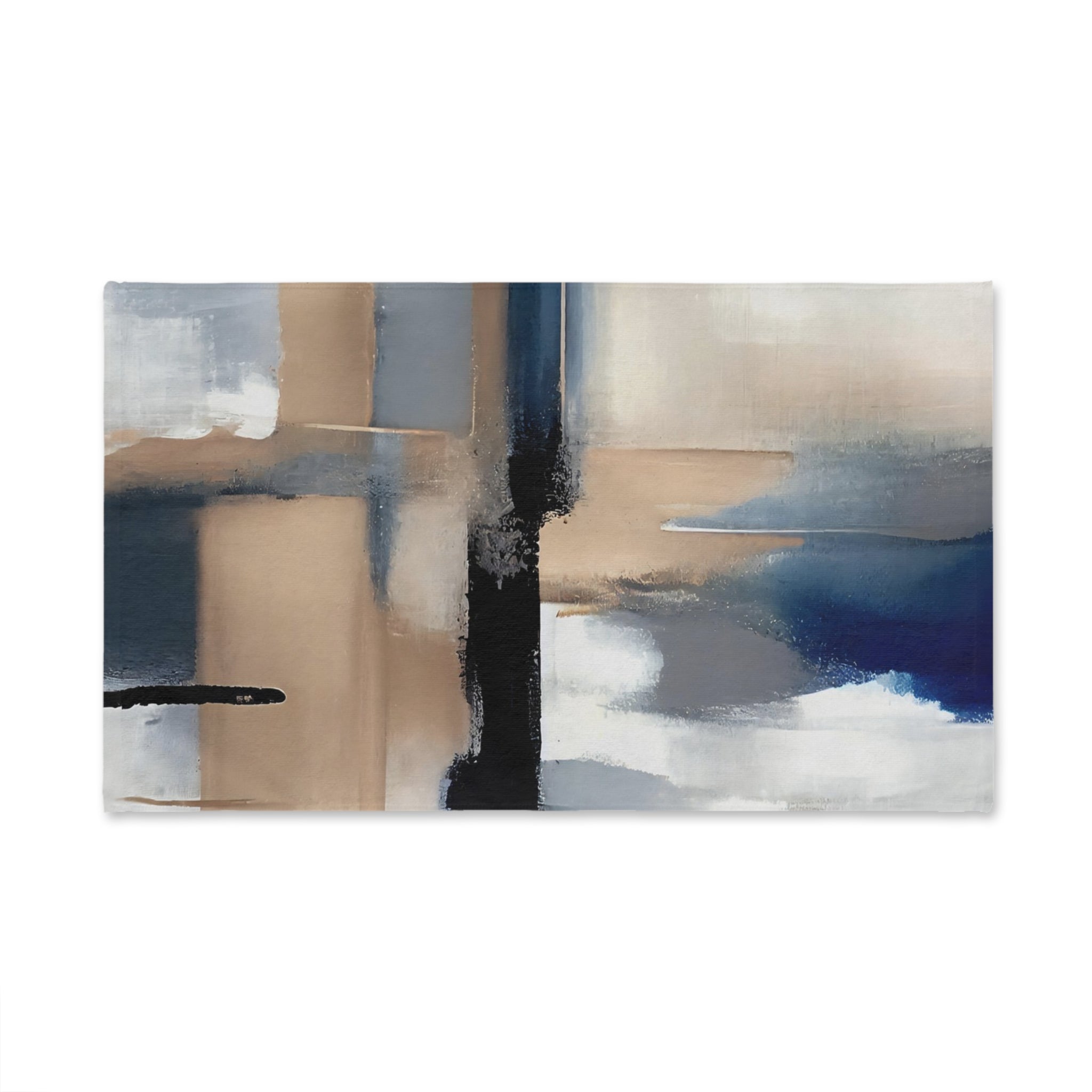 Kitchen, Bath Hand Towel | Abstract Beige Grey, Navy Denim Blue, White
