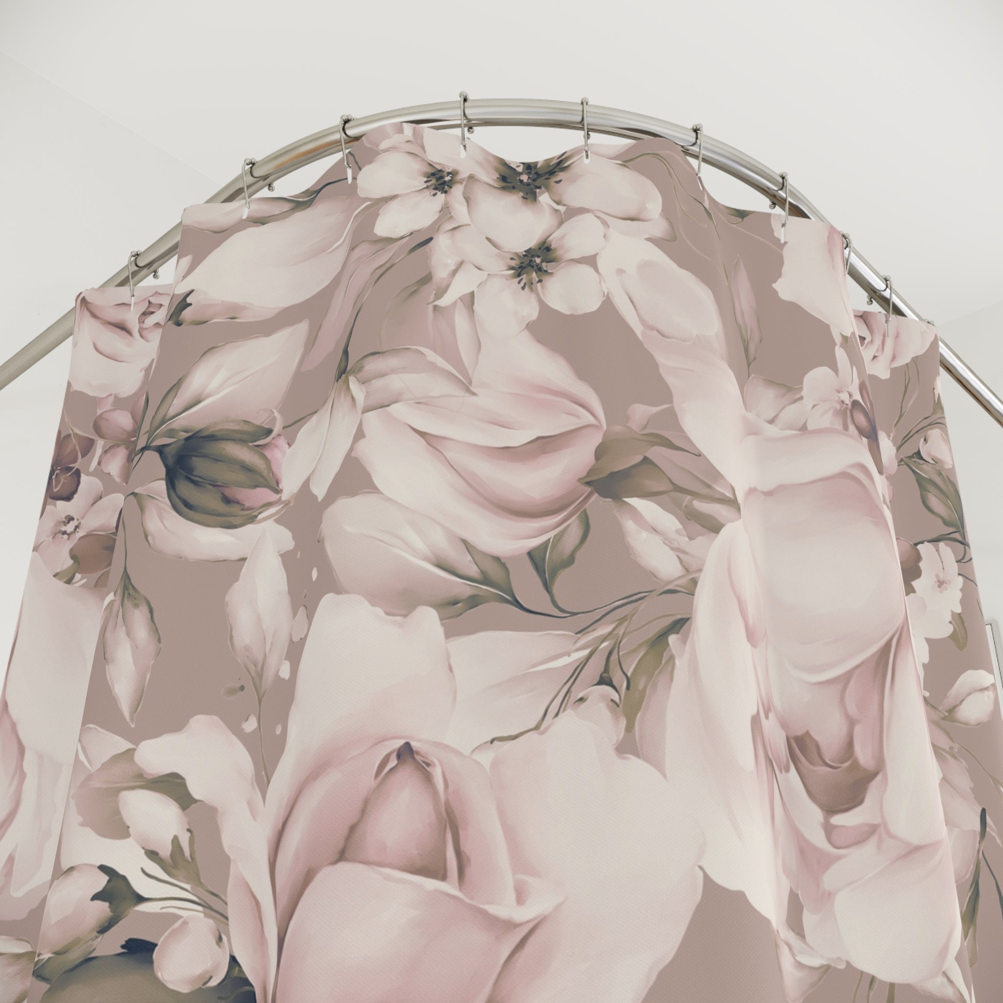 Dusty Rose Floral Shower Curtain | Romantic Shabby Chic Neutral Bathroom Decor