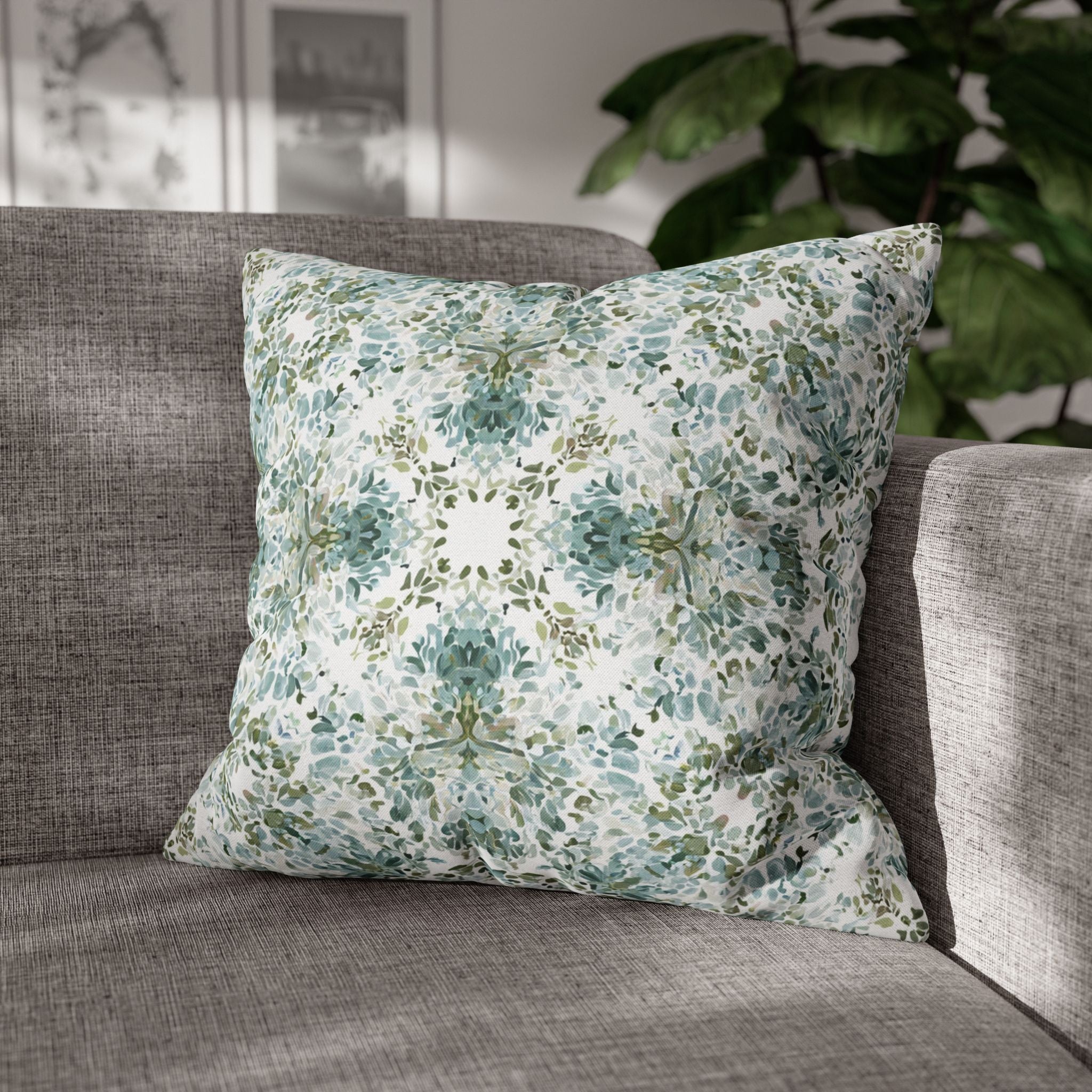 Kleidoscope Art Throw Pillow Cover | Blue Taupe Abstract Watercolor