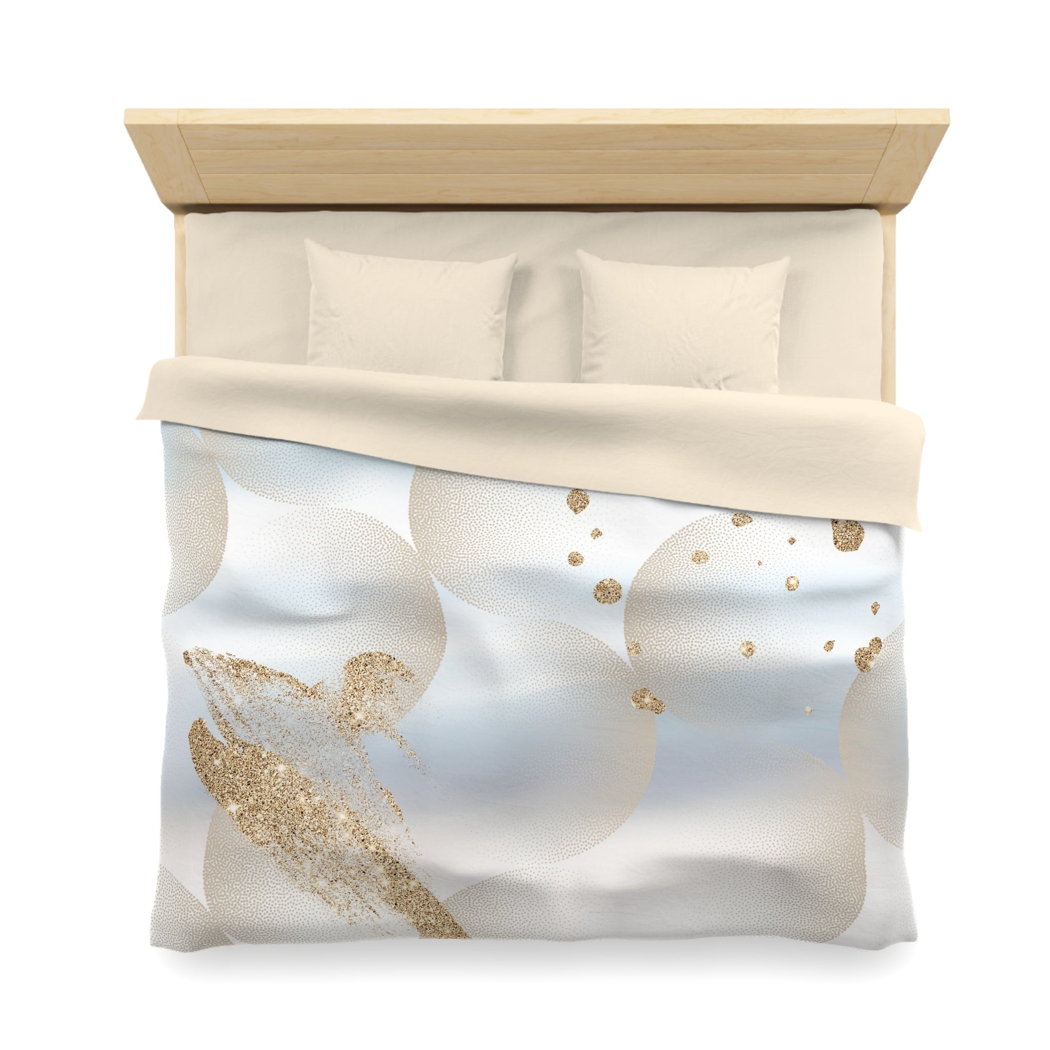 Abstract Duvet Cover | Muted Gold, Sky Blue White | Bedroom Decor