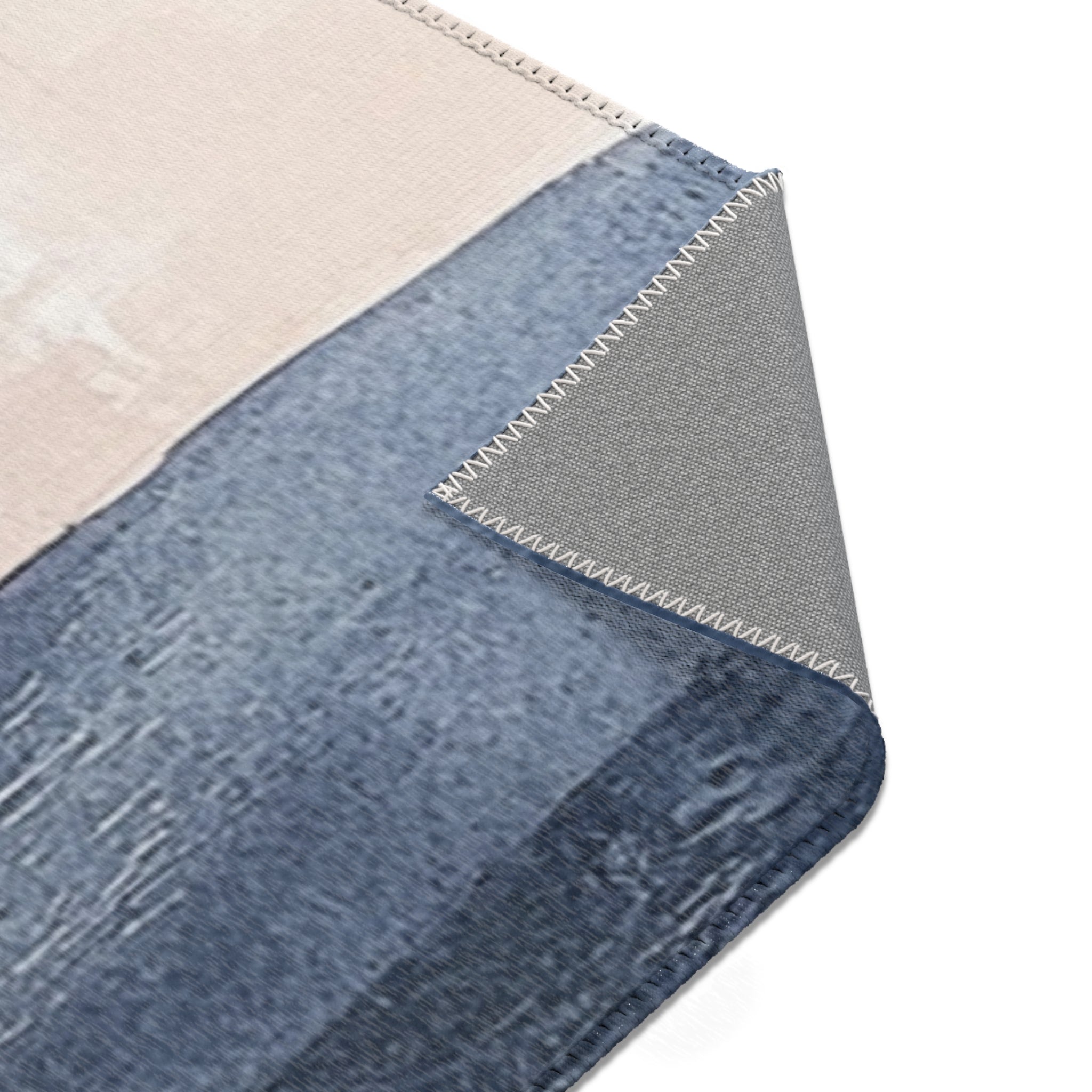 Abstract Large Area Rug | Modern Navy Blue Beige Watercolor Rug