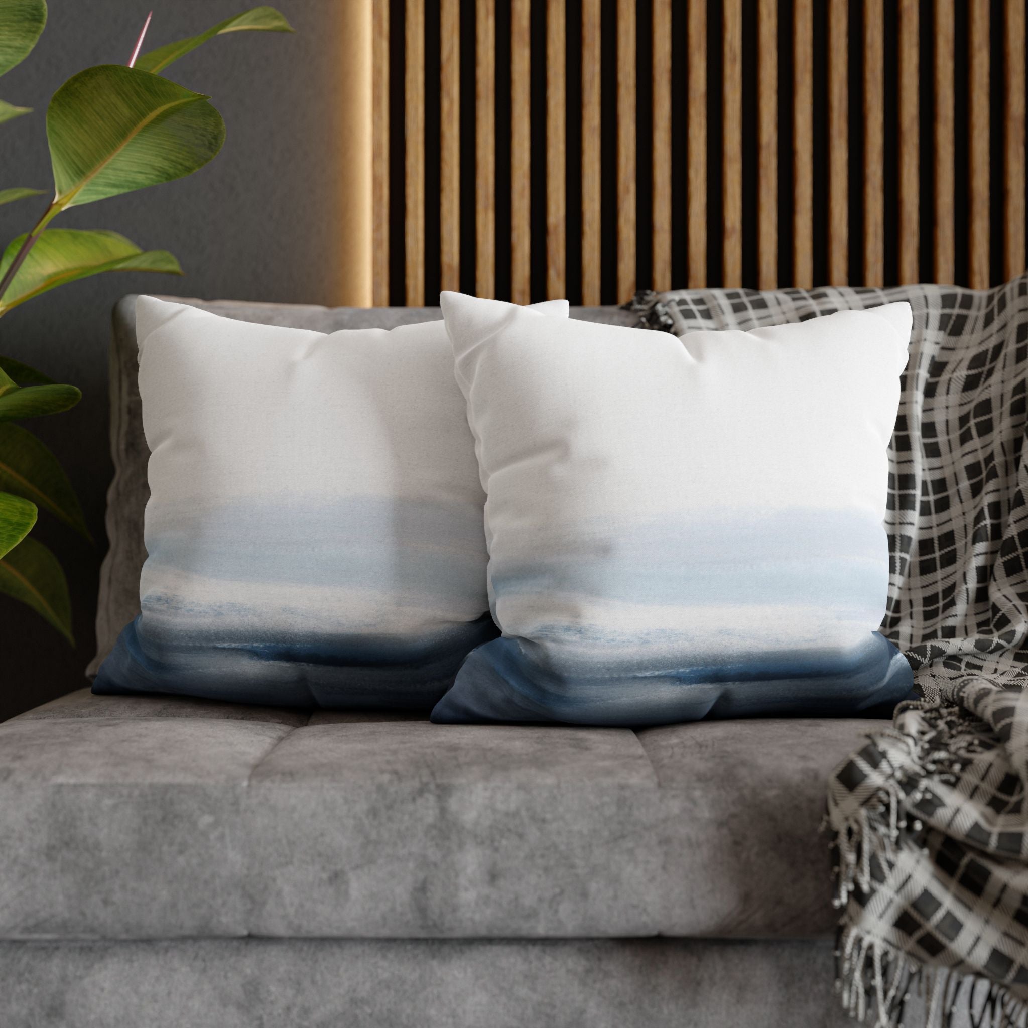 Abstract Pillow Cover | Navy Sky Blue, Ocean Ombre