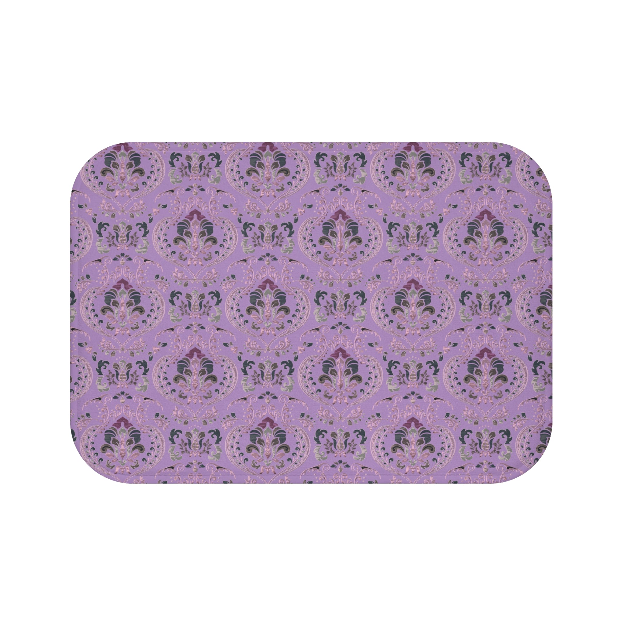 Damask Bath Mat | Lilac Lavender Purple Kitchen Mat