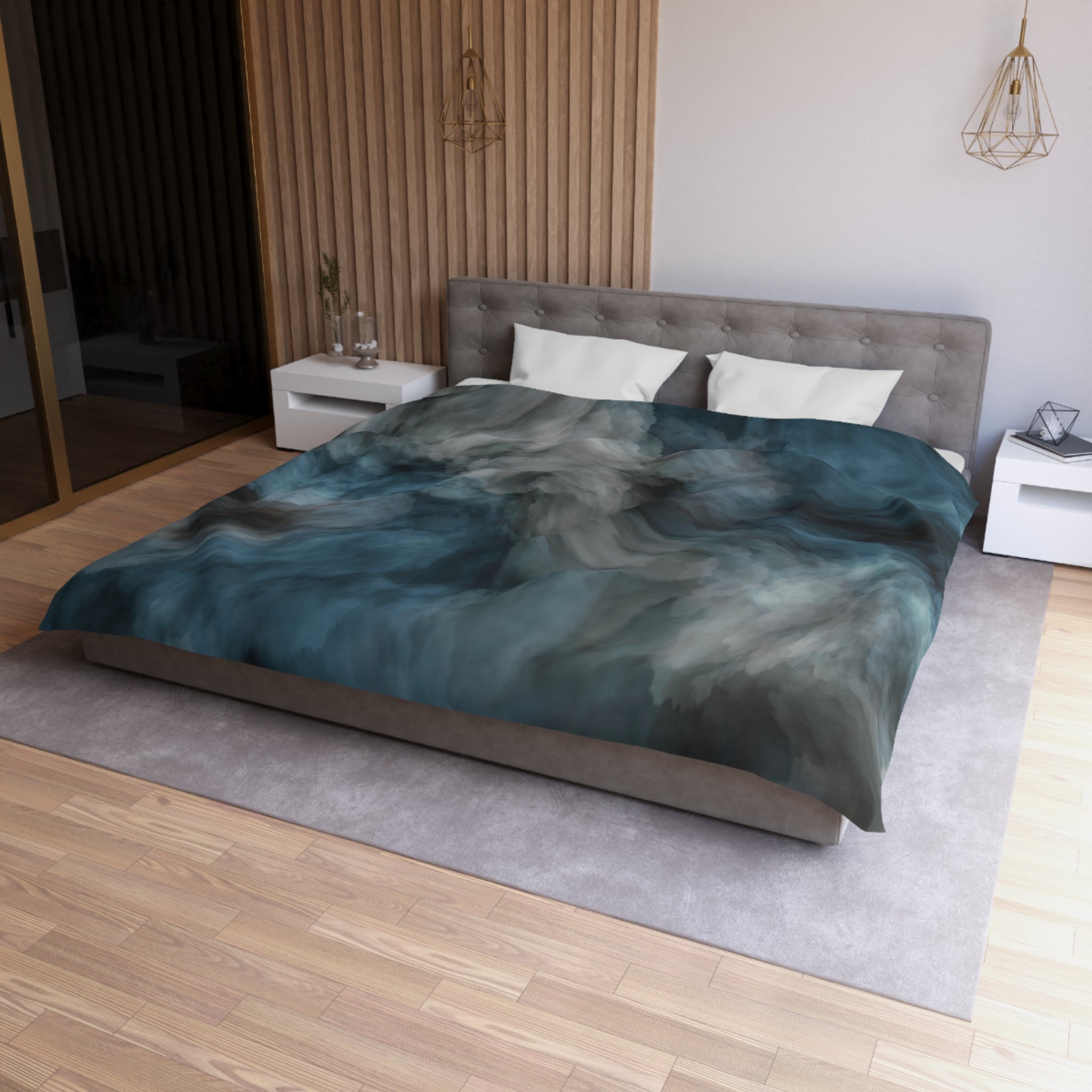 Abstract Duvet, Pillow Cover | Blue Grey Bedroom Decor