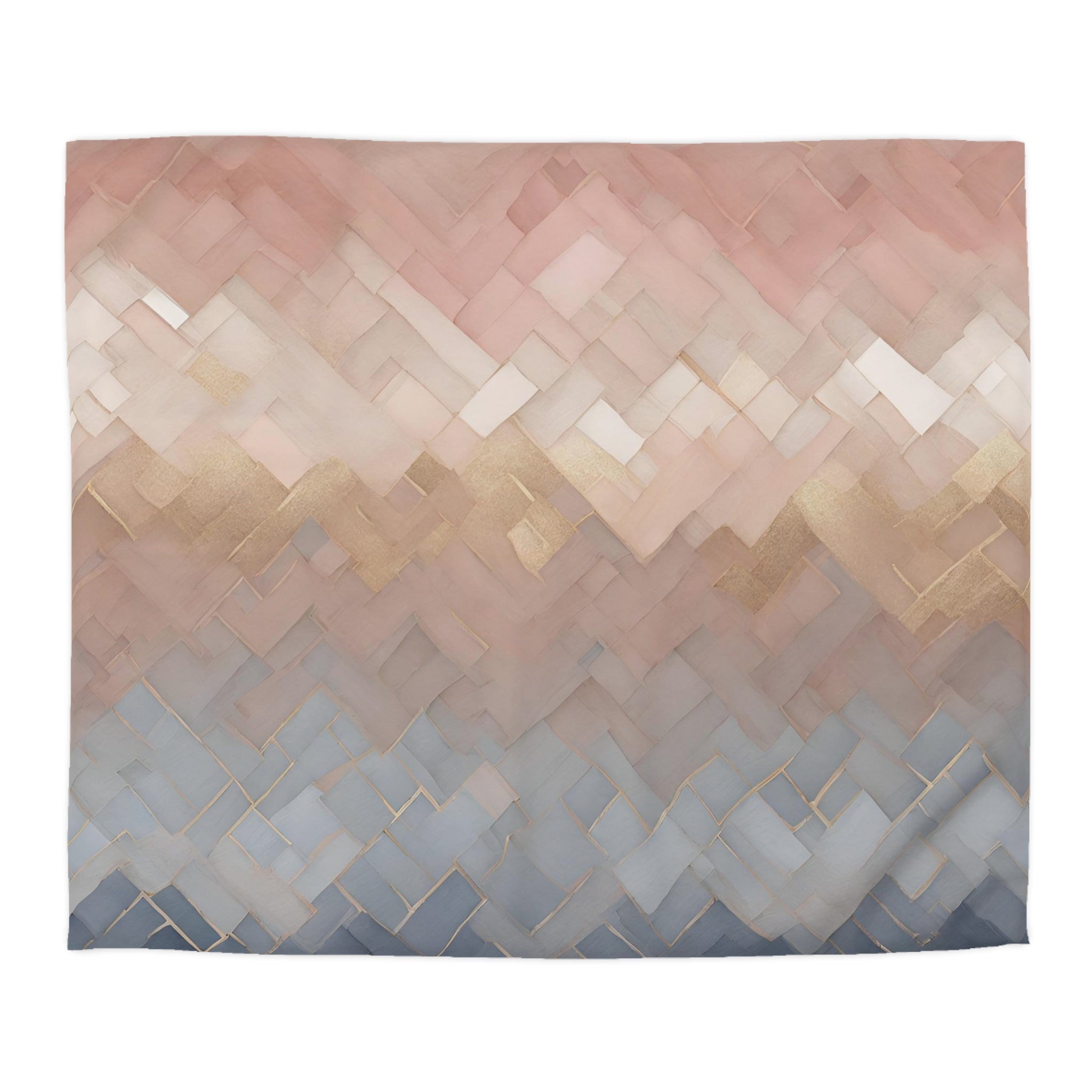 Abstract Duvet Pillow Cover Set | Pastel Blue, Blush Pink Ombre Geometric