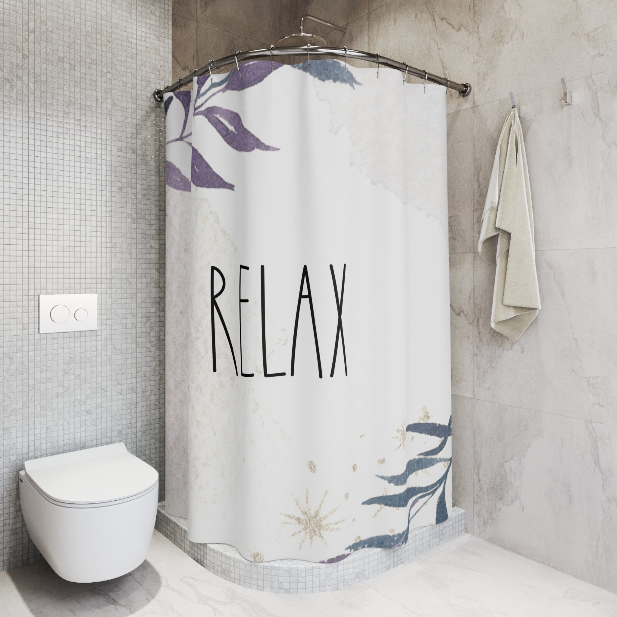 Relax Shower Curtain | Rae Dunn Inspired, Lavender Leaves