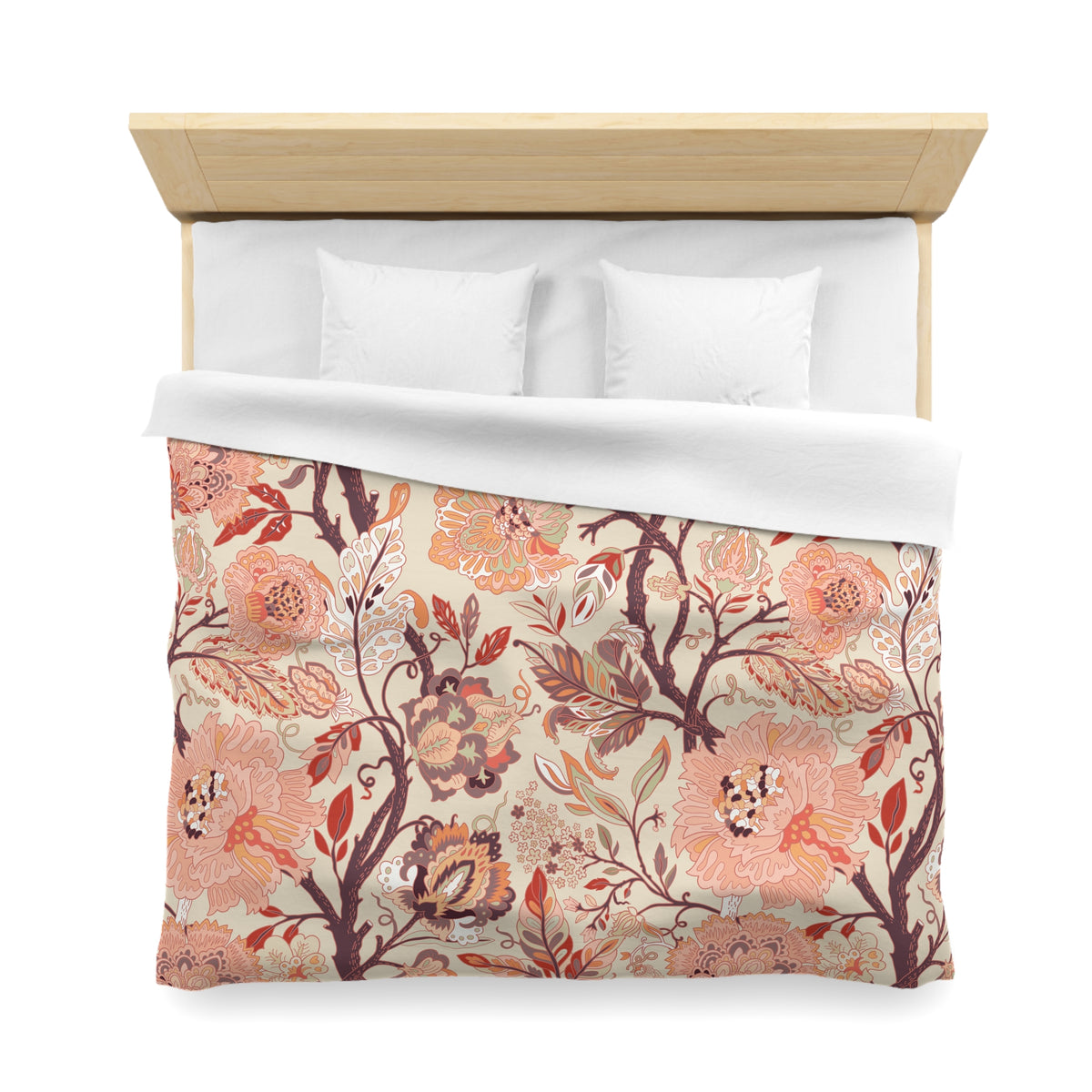 Jacobean Floral Duvet Cover | Peach Terracotta Plum Cream