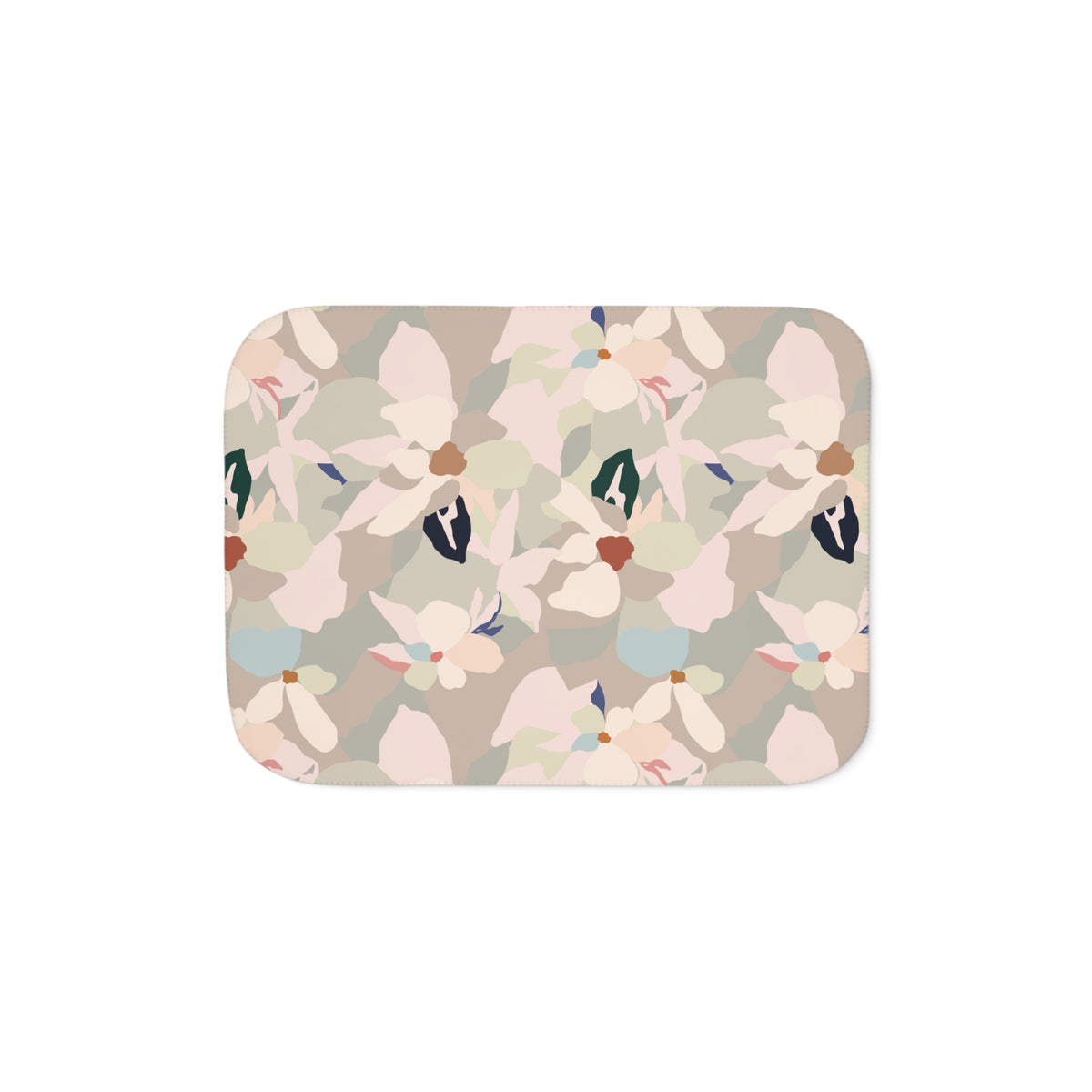 Blush Beige Abstract Petal Sherpa Blanket | Modern Floral Throw