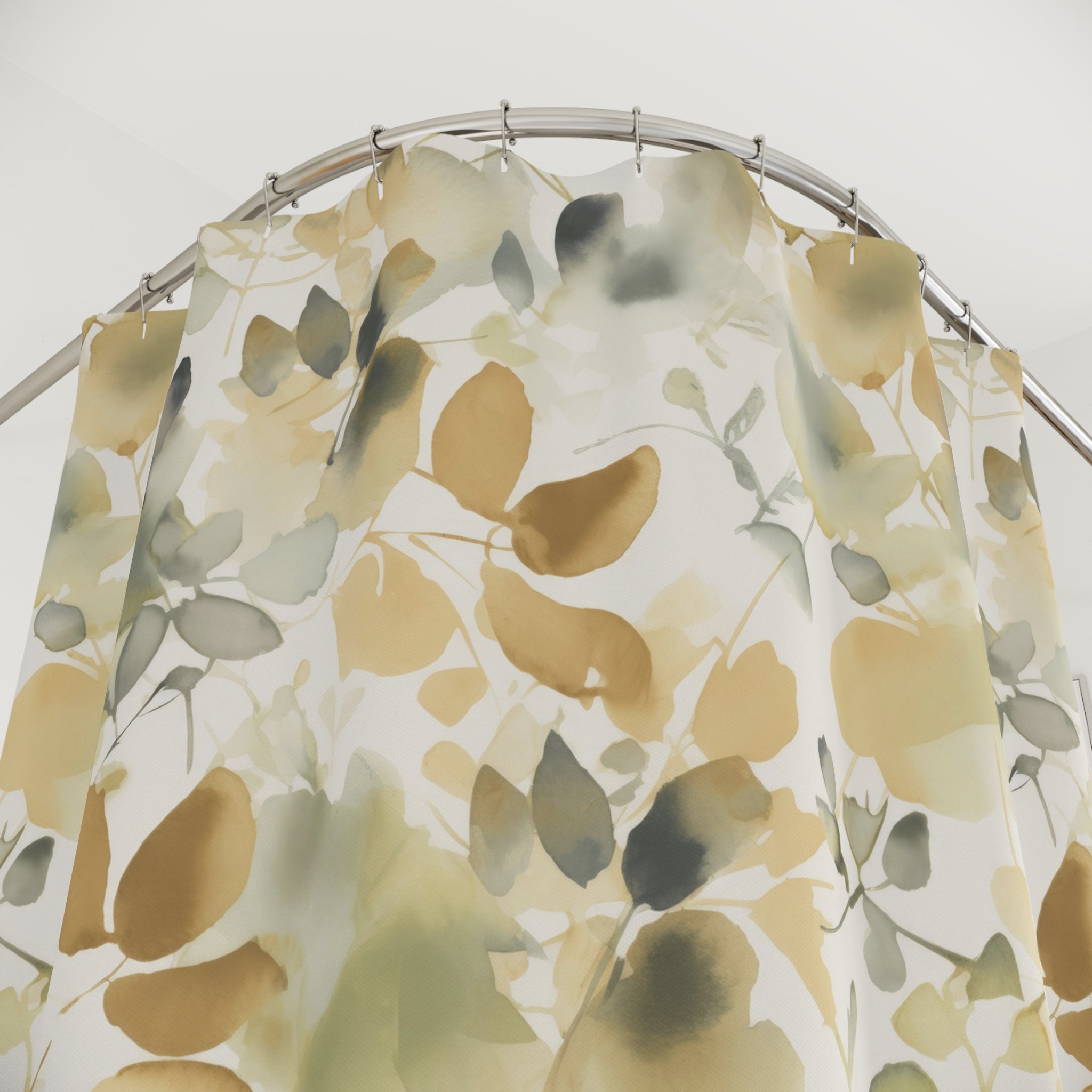 Earthy Leaves Shower Curtain | Beige Floral Bathroom Decor