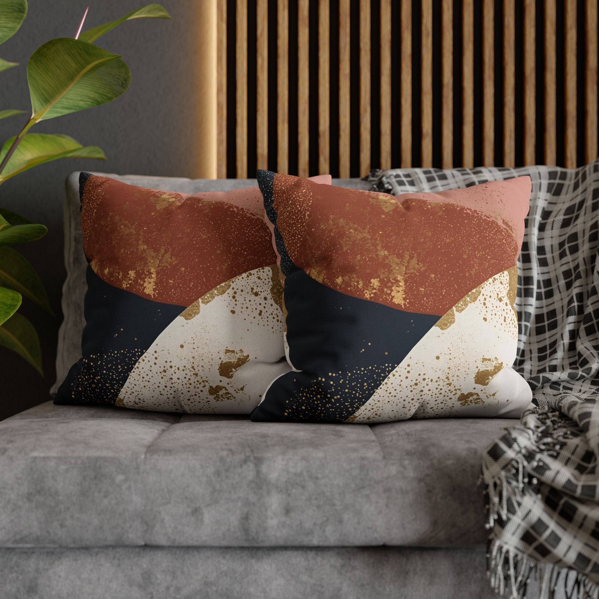 Abstract Pillow Cover | Earthy Neutral Blue White Rust