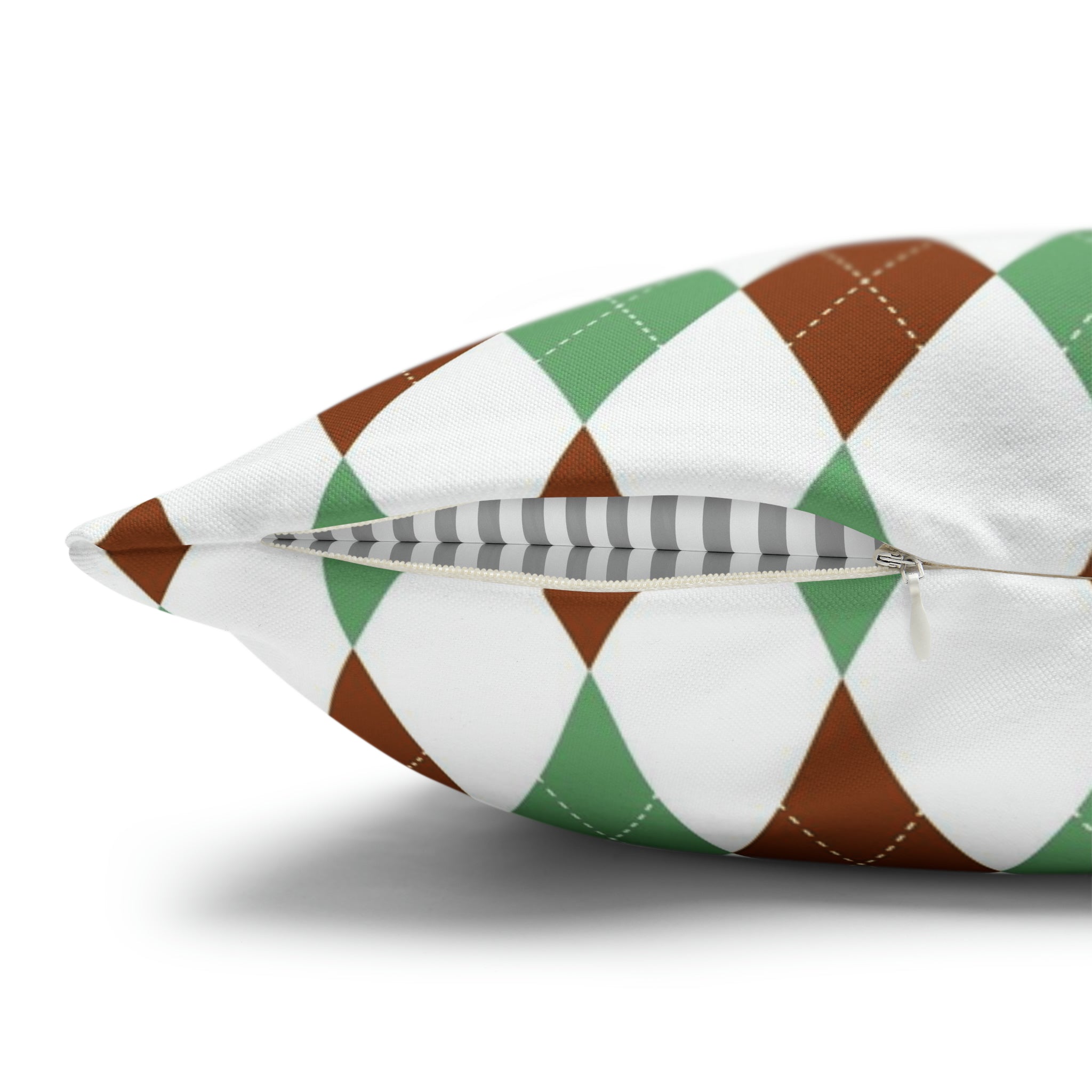 Argyle Pillow Cover | Diamond Checkered, Sage Green Brown