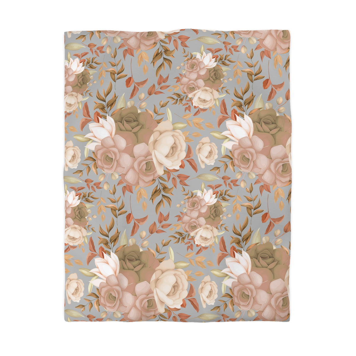 a repeating floral pattern with various shades of pink and white flowers, along with green leaves, creating a visually appealing and harmonious design.