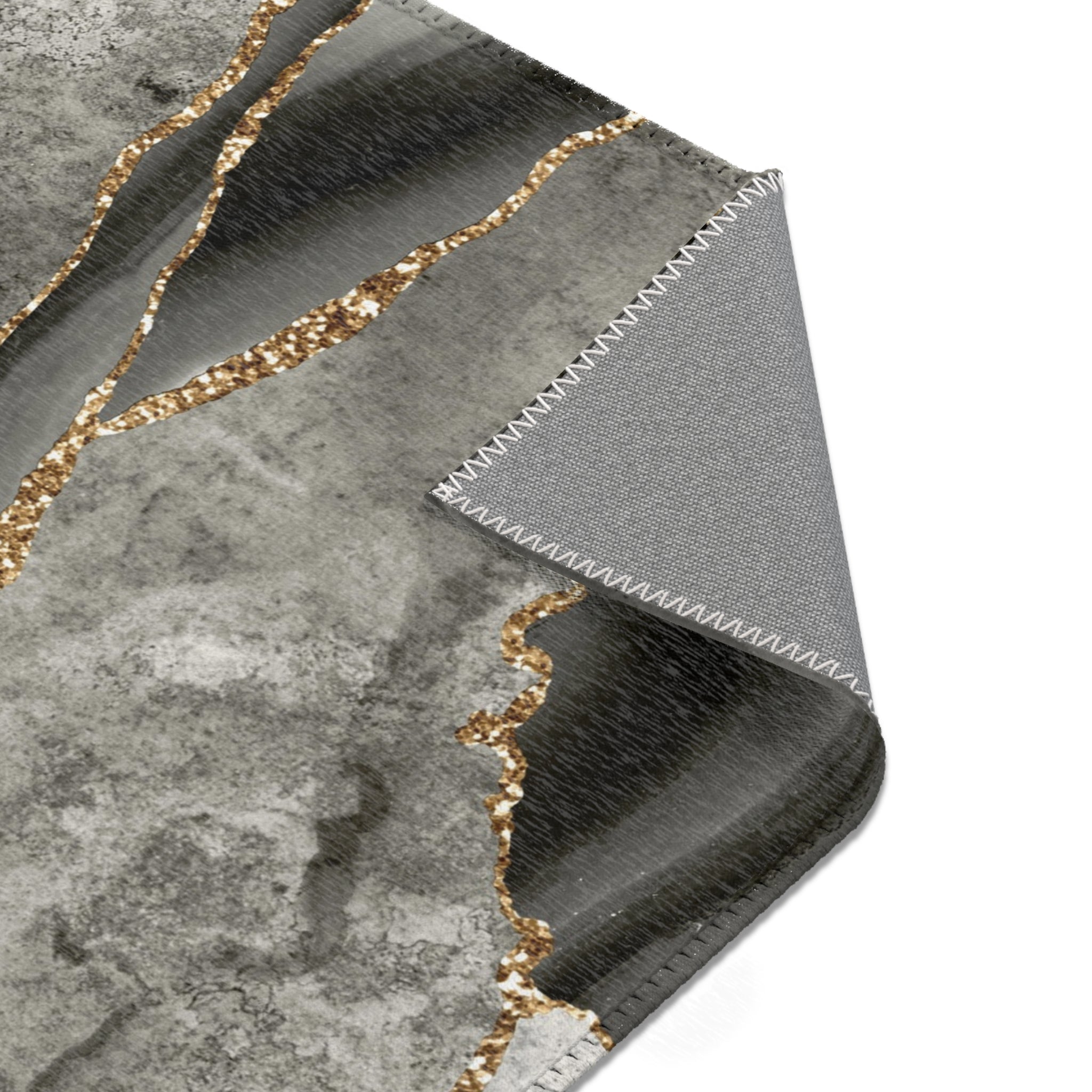 Abstract Area Rug | Retro Marble Print, Slate Grey