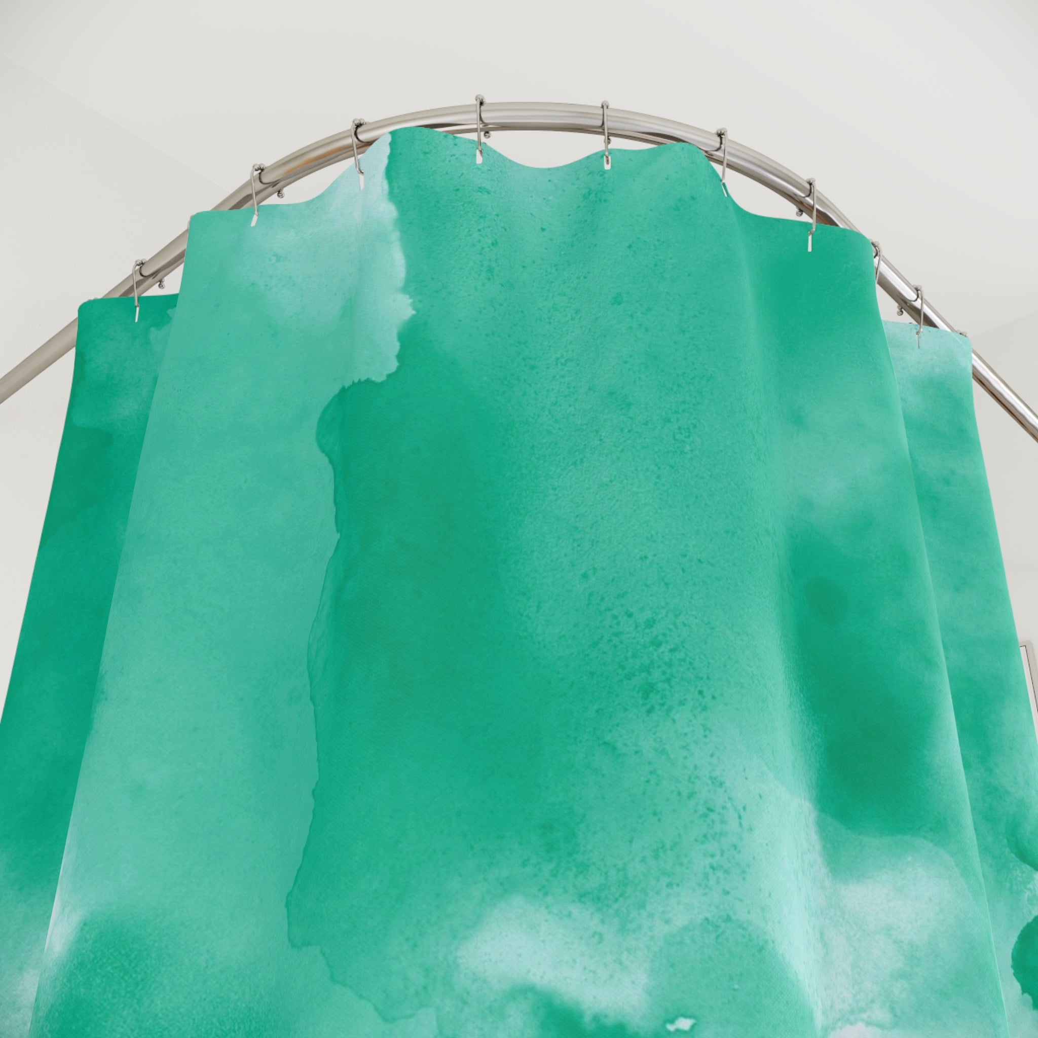 Boho Shower Curtain | Green White Watercolor