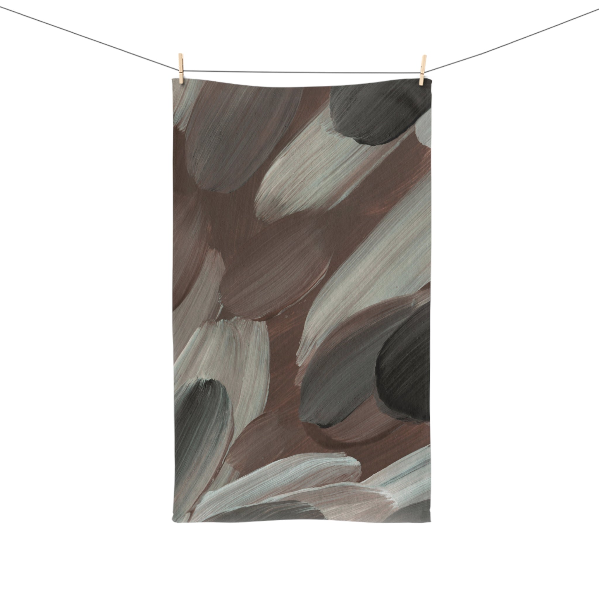 Abstract Kitchen, Bath Hand Towel | Brown Grey Earthy Towel