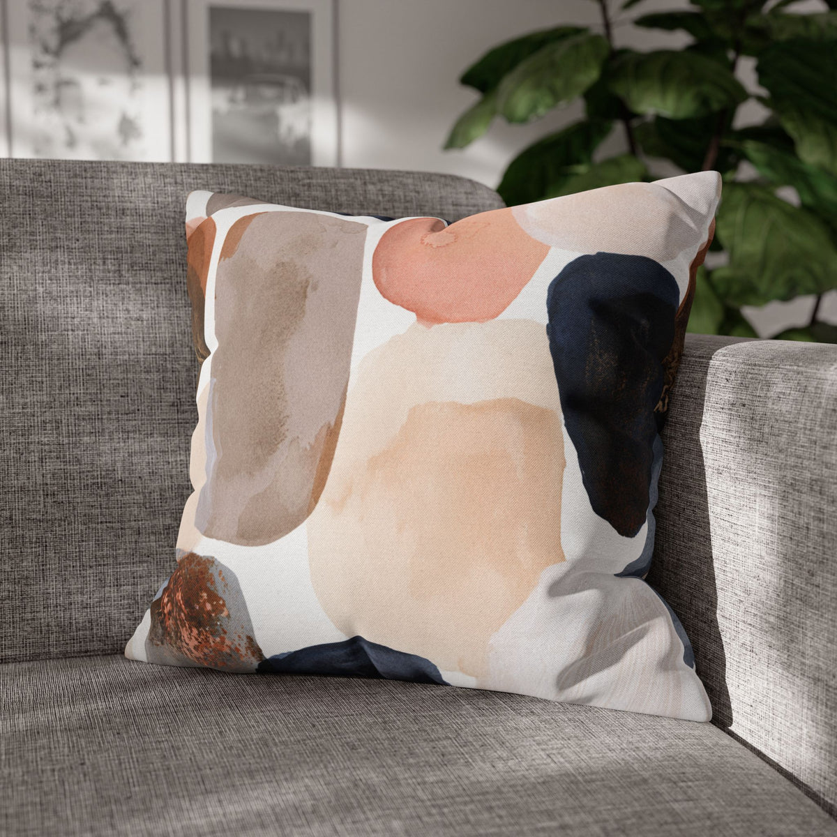 Abstract Pillow Cover | Navy Rust Pebble Stone Pillowcase