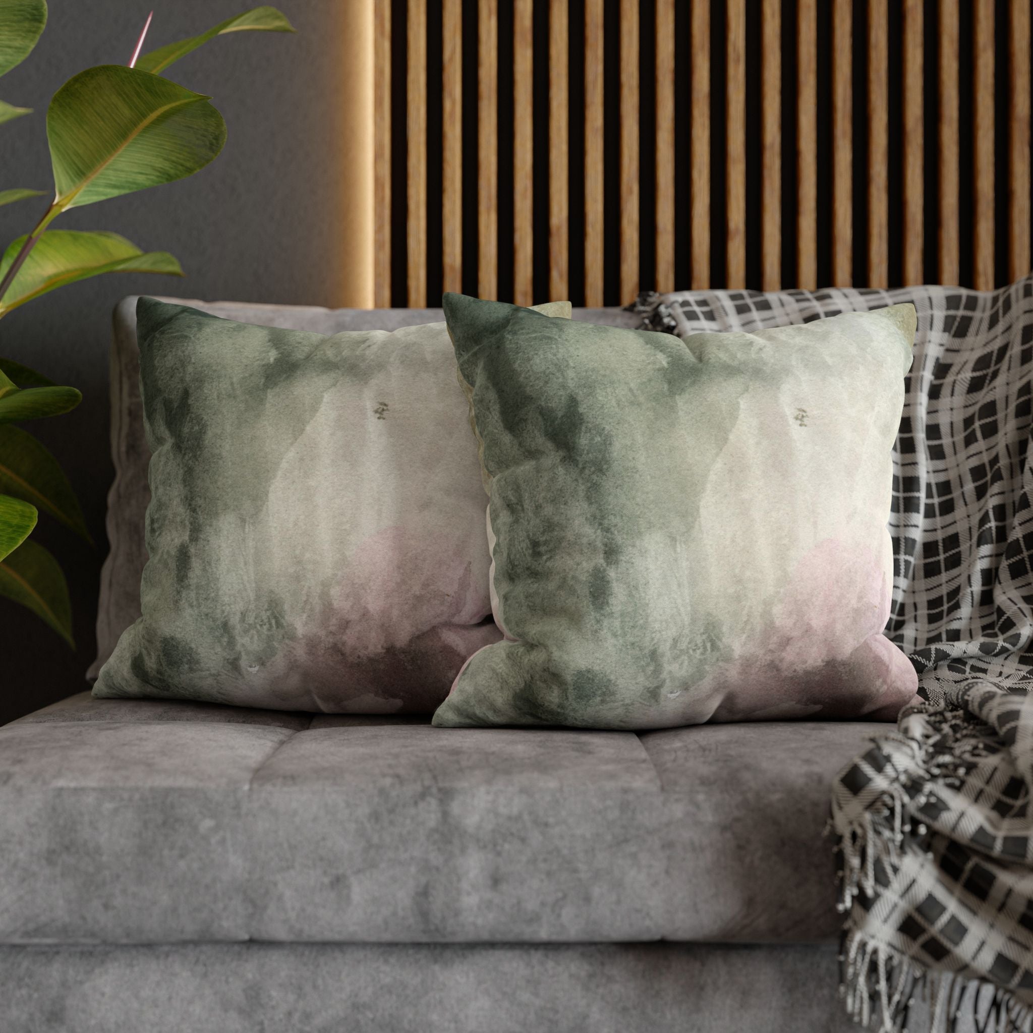 Abstract Pillow Cover | Green Earthy Watercolor Pillowcase