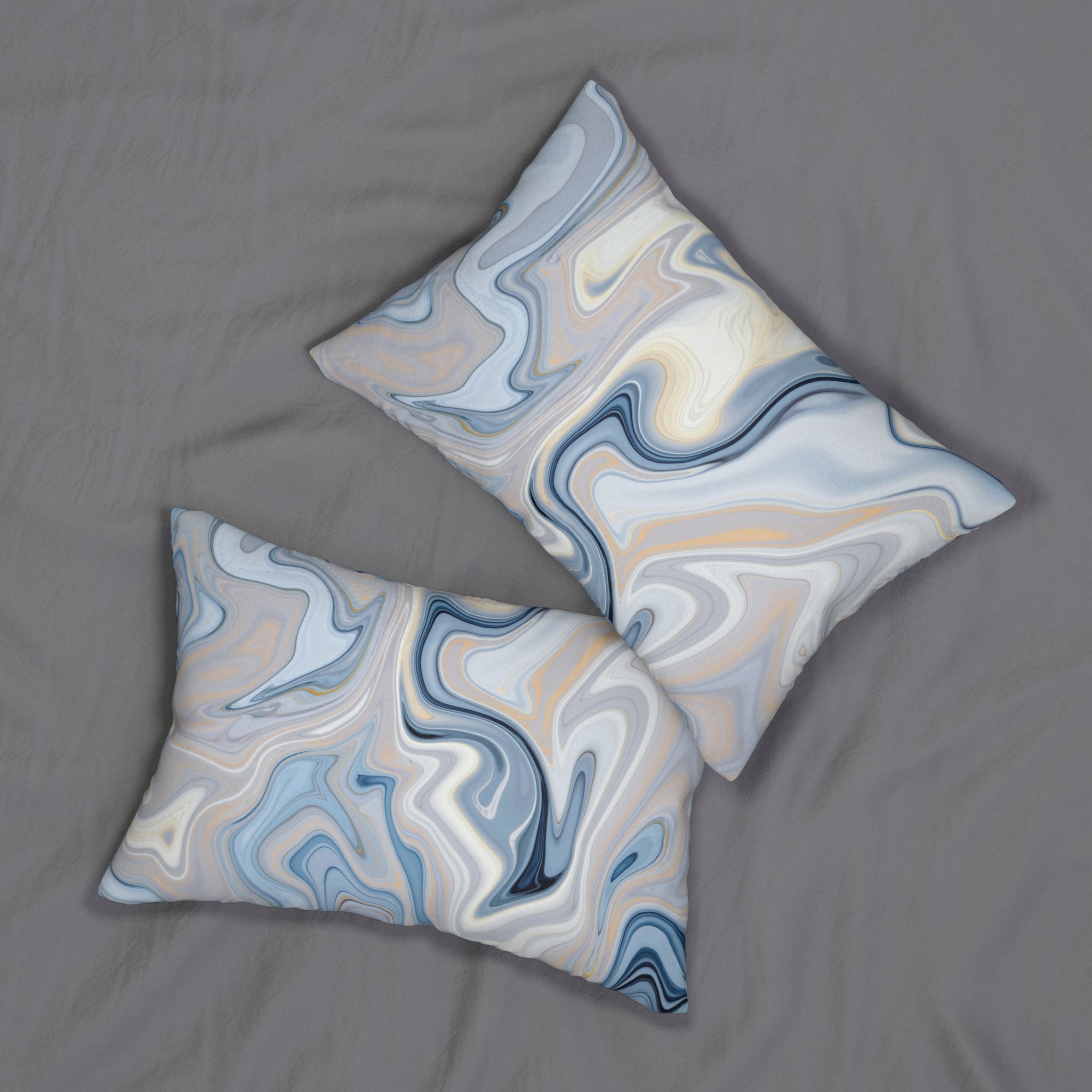 Abstract Lumbar Pillow | Marble Agate, Navy Sky Blue Gray