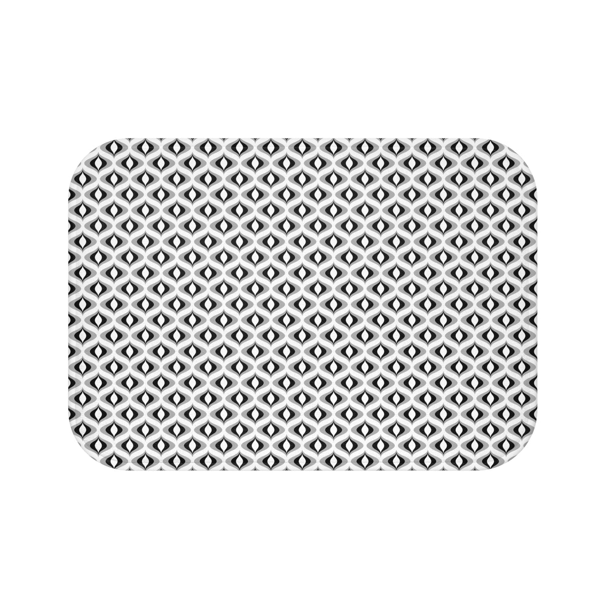 Black Grey Retro Ogee Bath Mat, Mid-Century Bathroom Rug