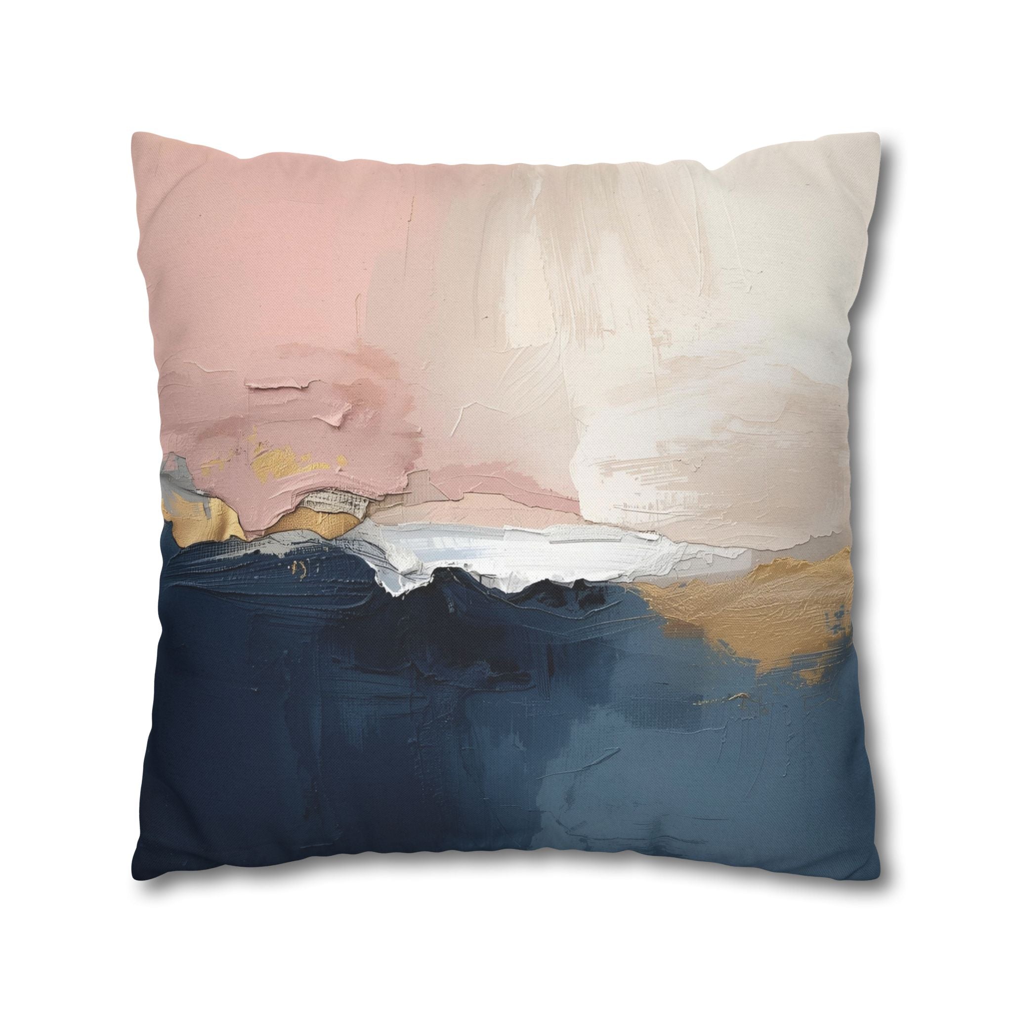 Abstract Pillow Cover | Navy Blue, Blush Pink Ombre