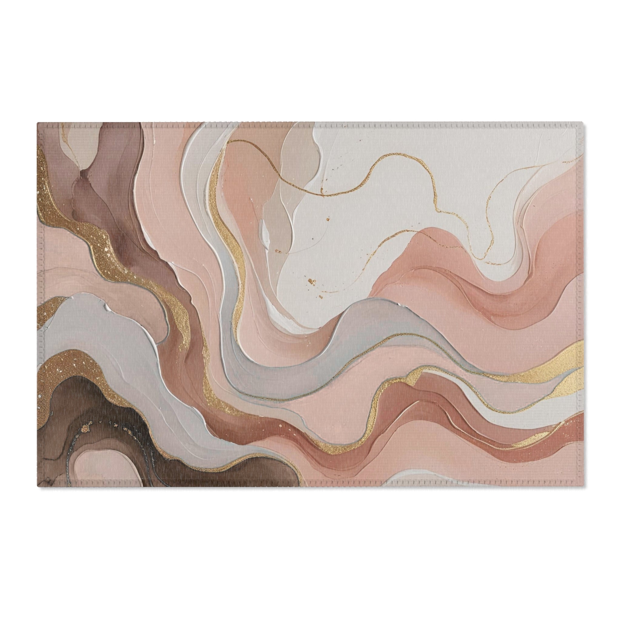 Abstract Area Rug | Taupe Brown Beige, Blush Pink Grey Watercolor