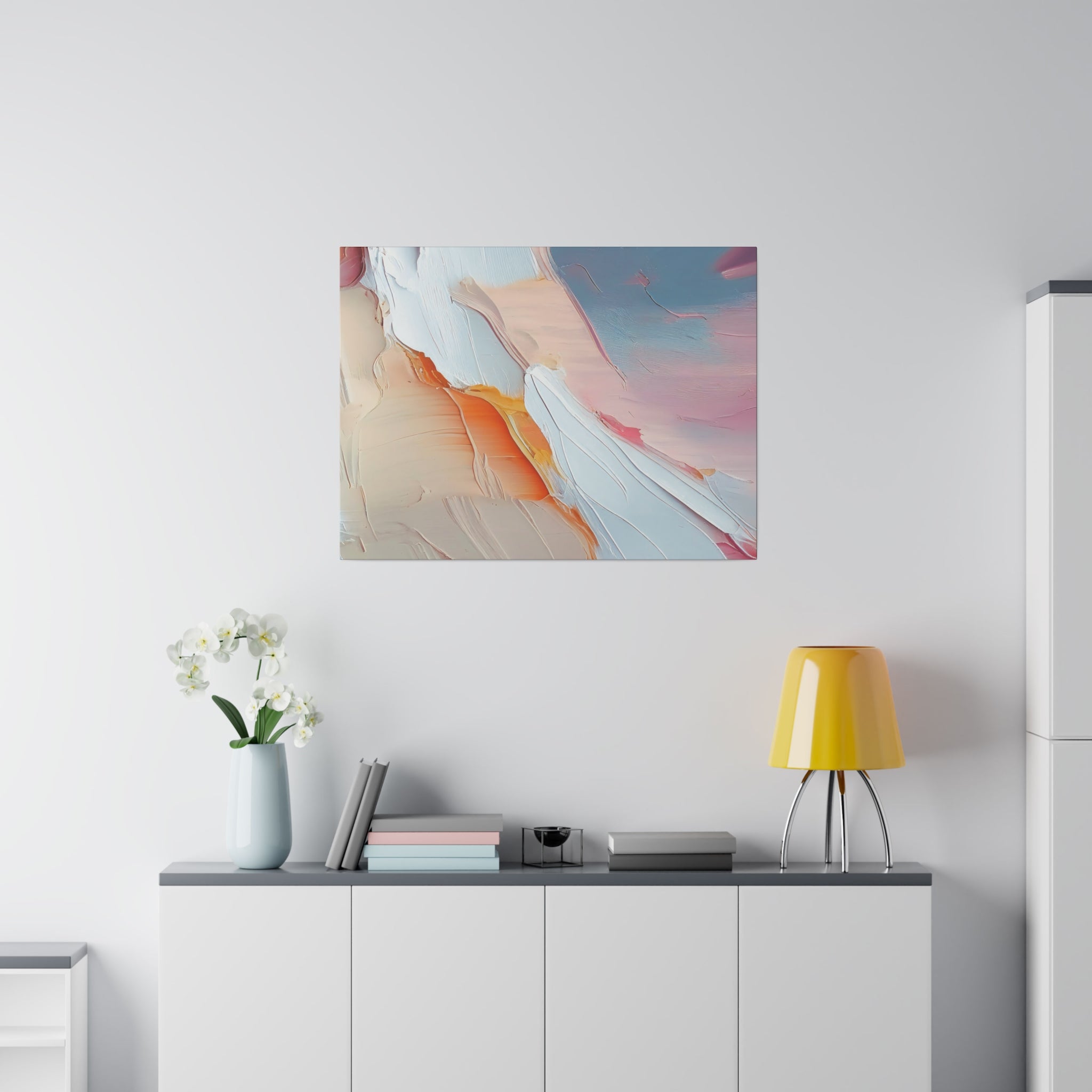 Abstract Canvas Wall Art | Sky Blue, Pink Beige Wall Artwork