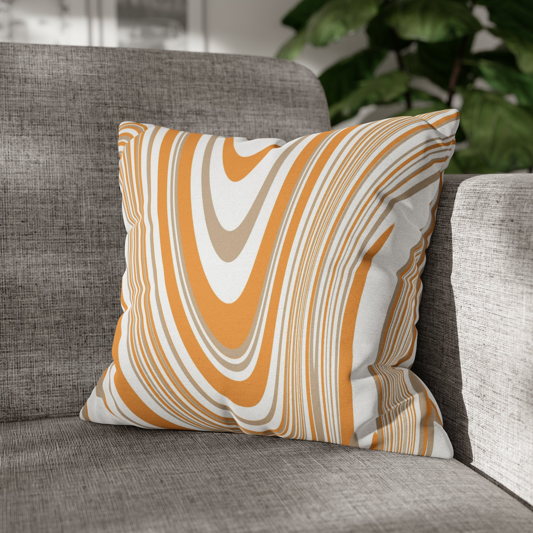 Abstract Pillow Cover | Orange Beige White