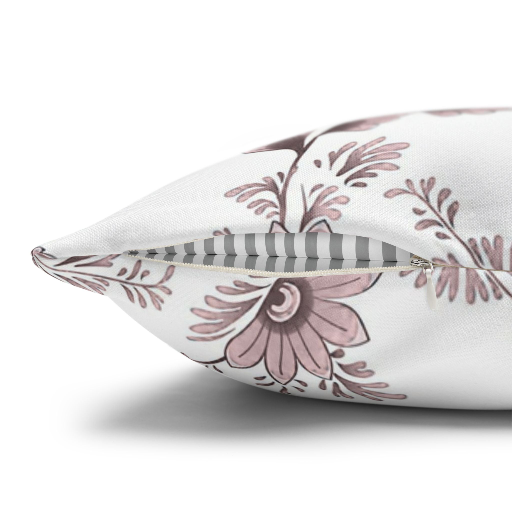 Floral Pillow Cover | Chinoiserie Blush Pink Brown White Pillowcase