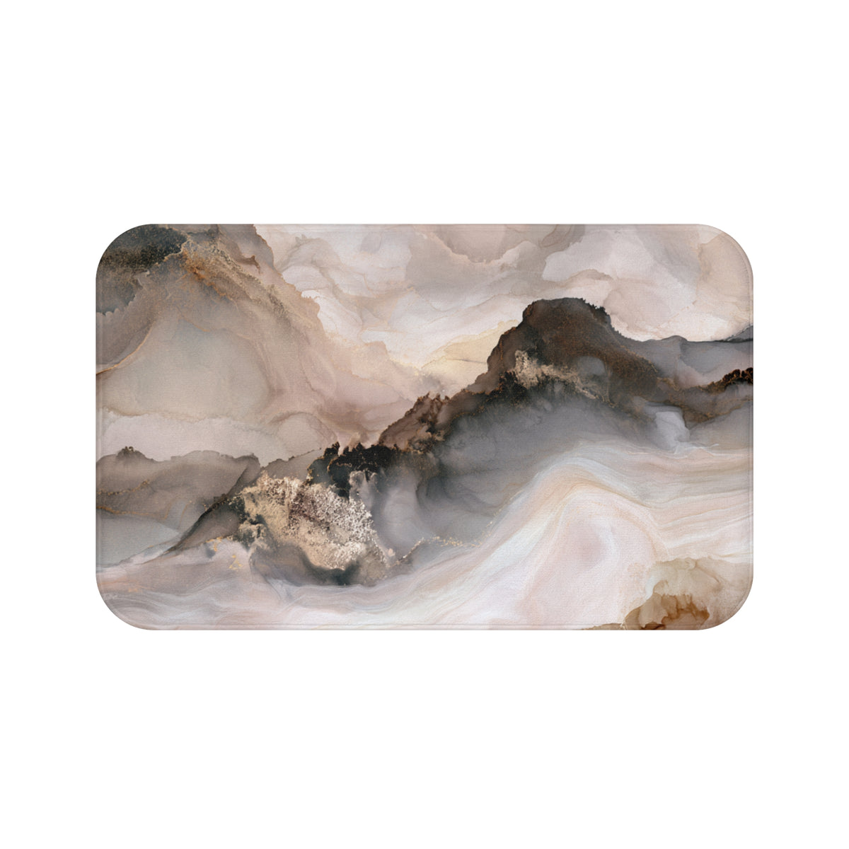 a landscape with mountains and clouds, featuring a blend of earthy tones and subtle textures.
