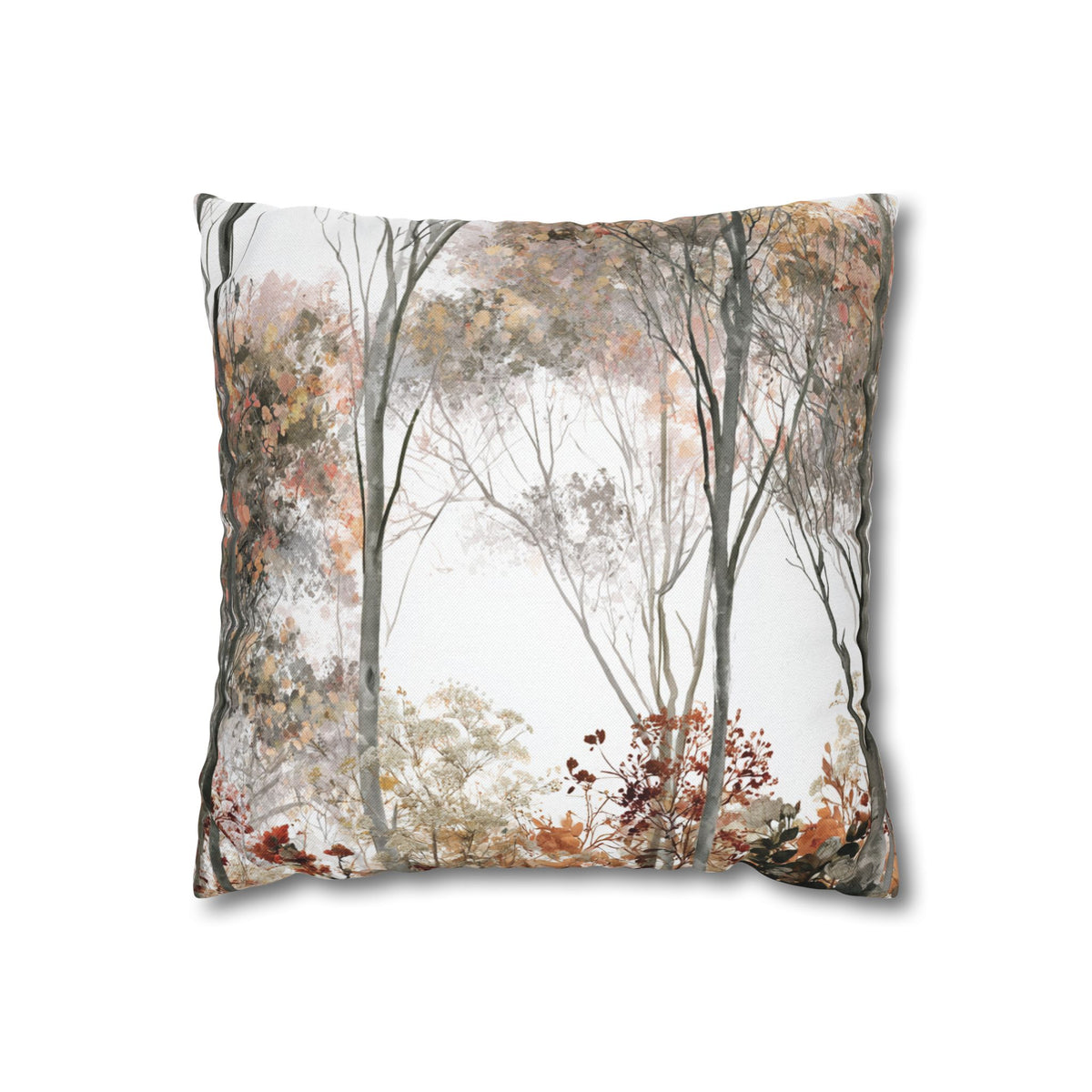 Autumn Forest Pillow Cover | Rust Sage Woodland Pillowcase