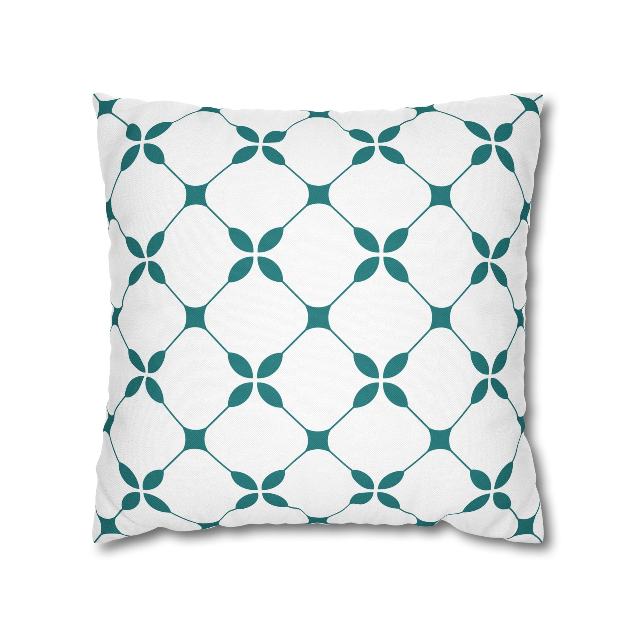 Abstract Pillow Cover | White Teal Minimalist Geometric