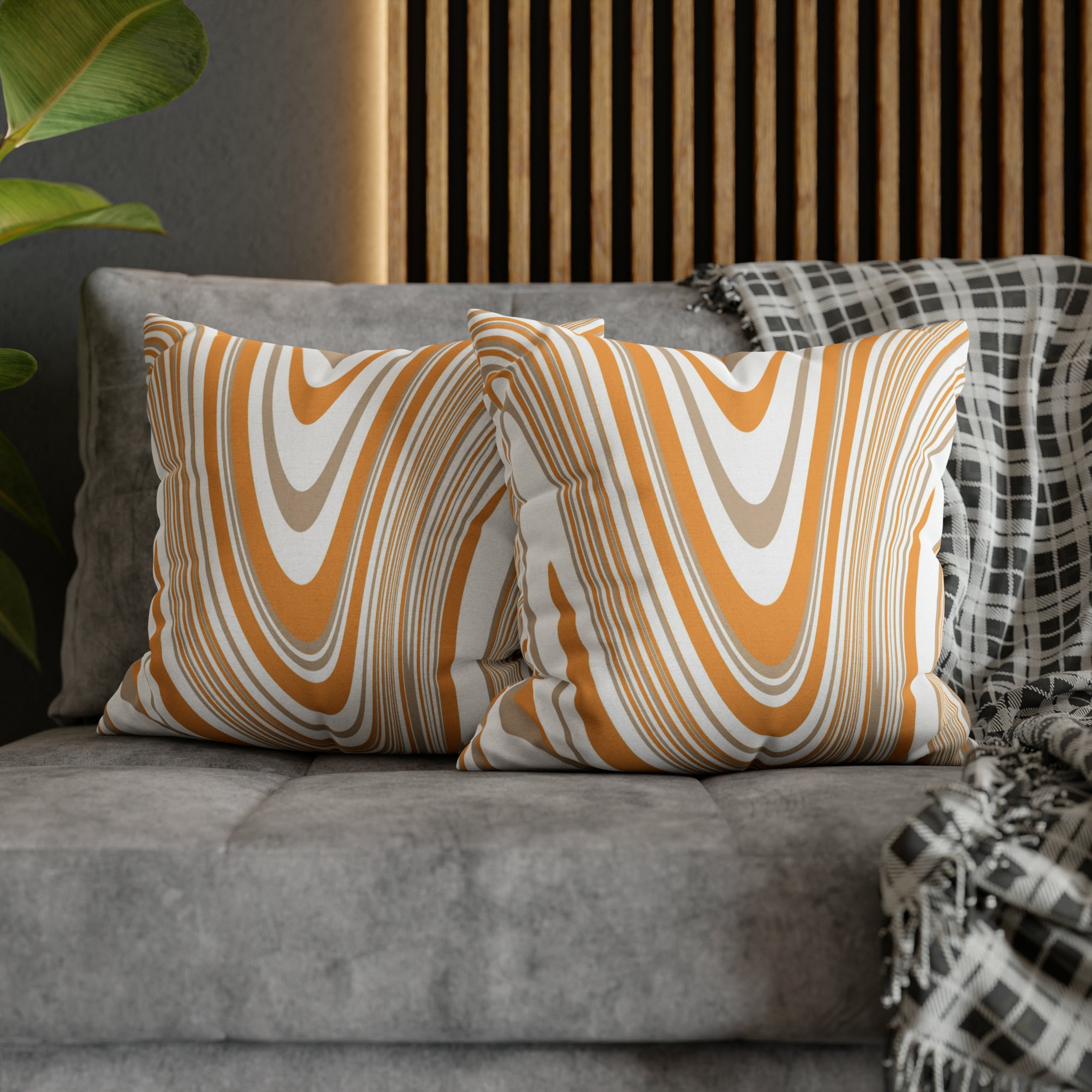 Abstract Pillow Cover | Orange Beige White