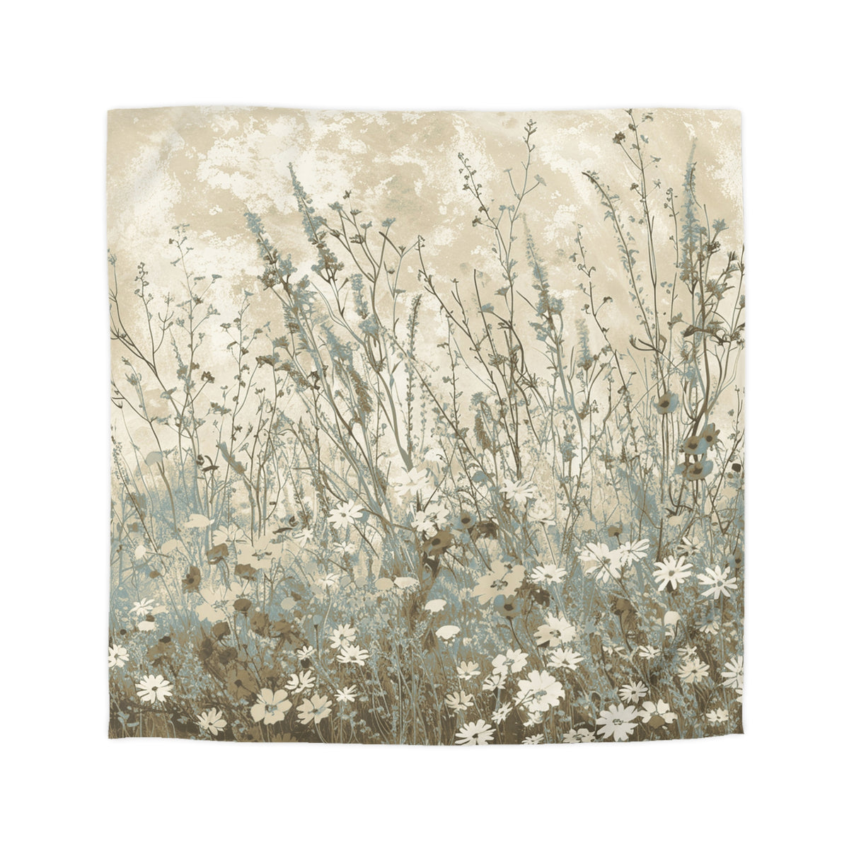 a field of tall grass with delicate white flowers, creating a serene and natural scene.