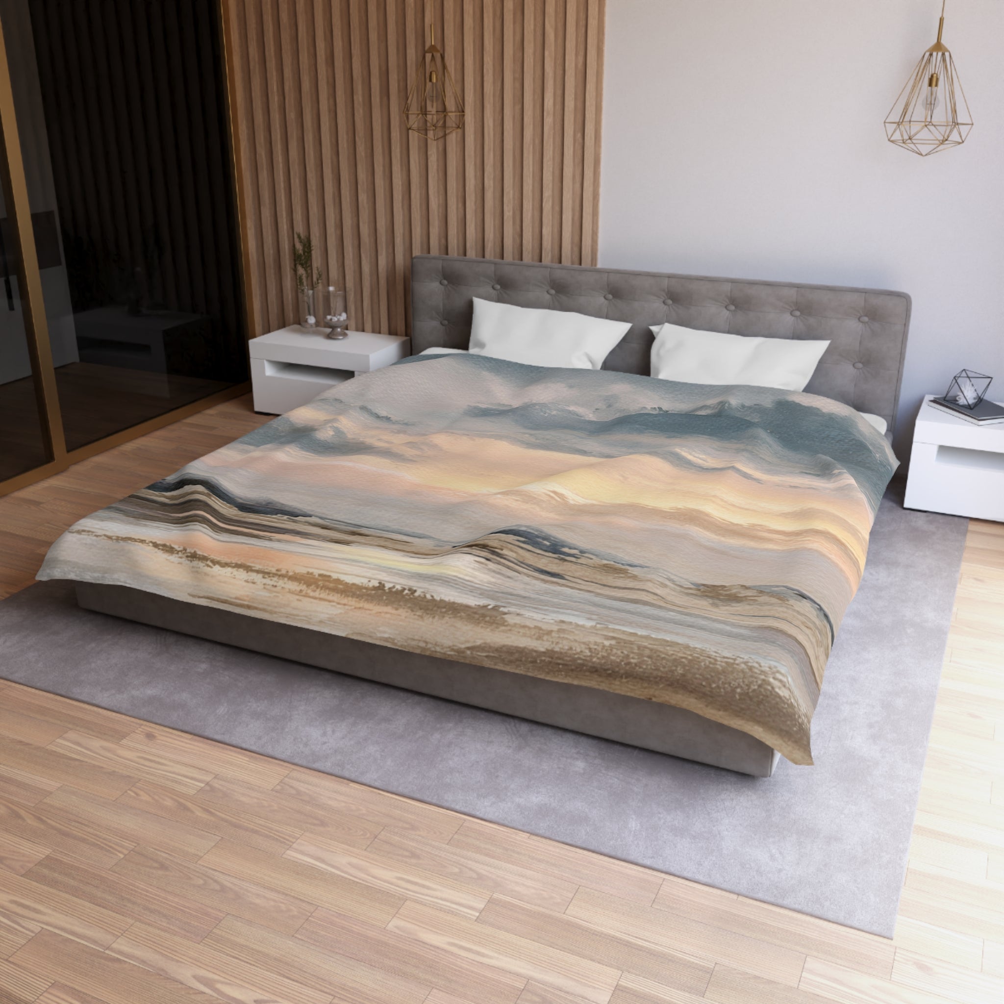 Modern Abstract Duvet, Pillow Cover | Pale Sunset Bedroom Decor