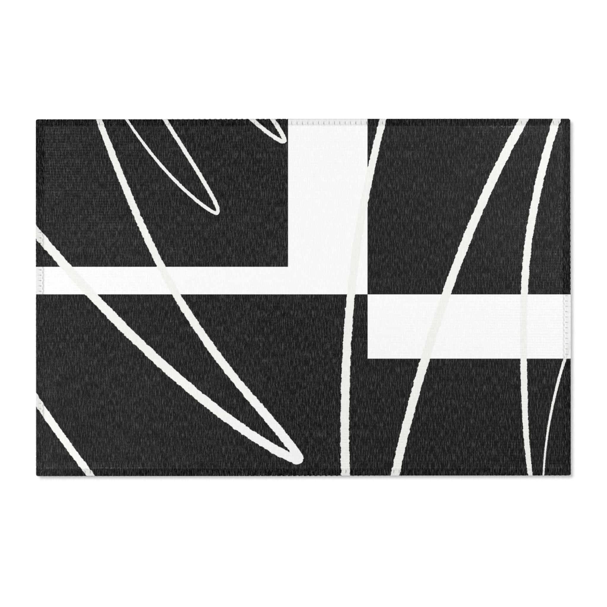 Abstract Ombre Area Rug | Black White Rustic Rug