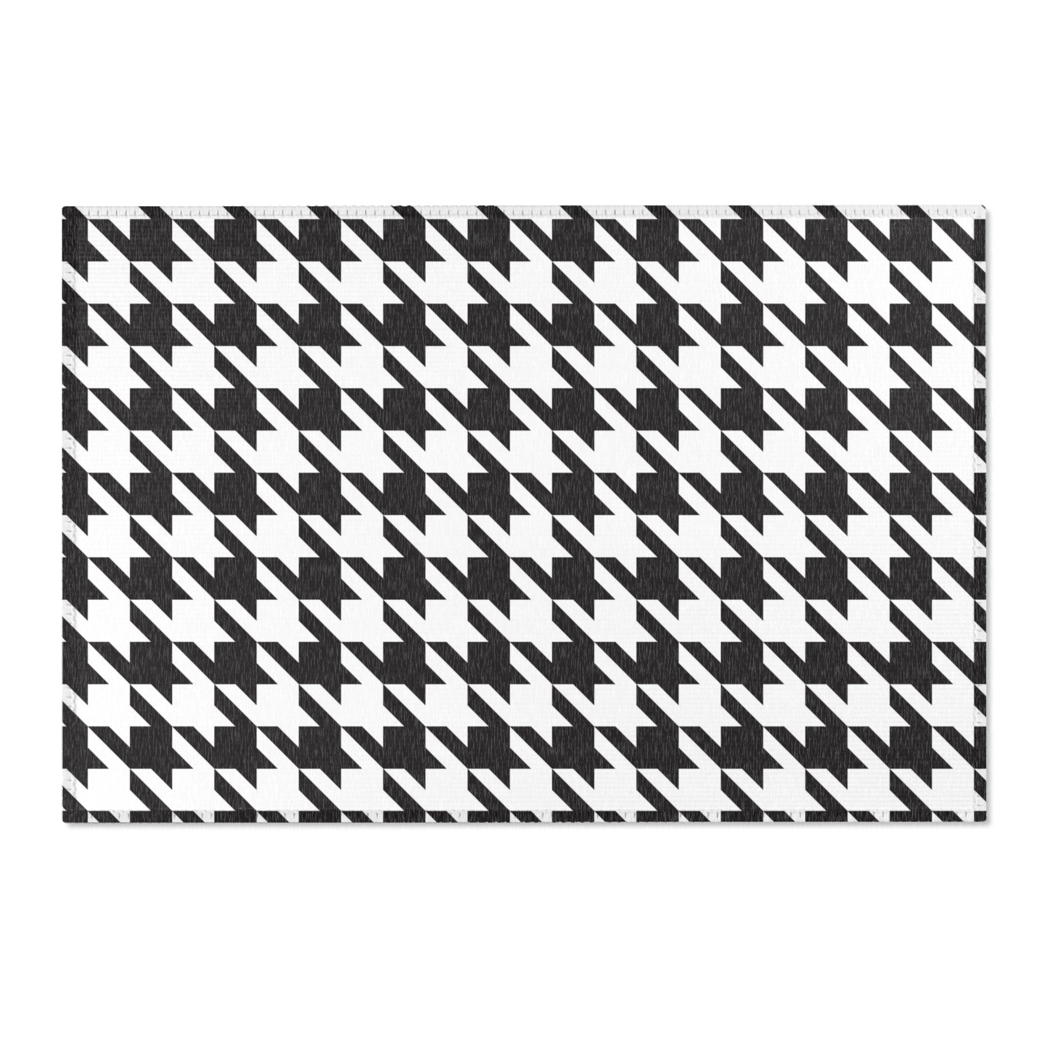 Large Area Rug | Black White Houndstooth