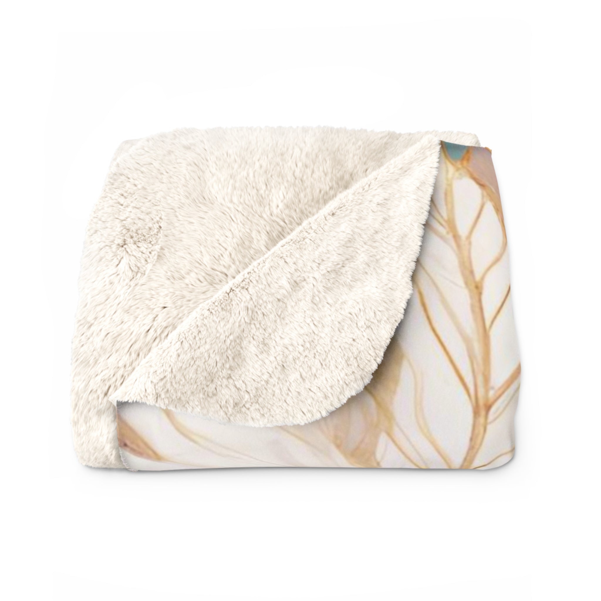 Floral Throw Blanket | Teal Green, Beige Lavender Pink