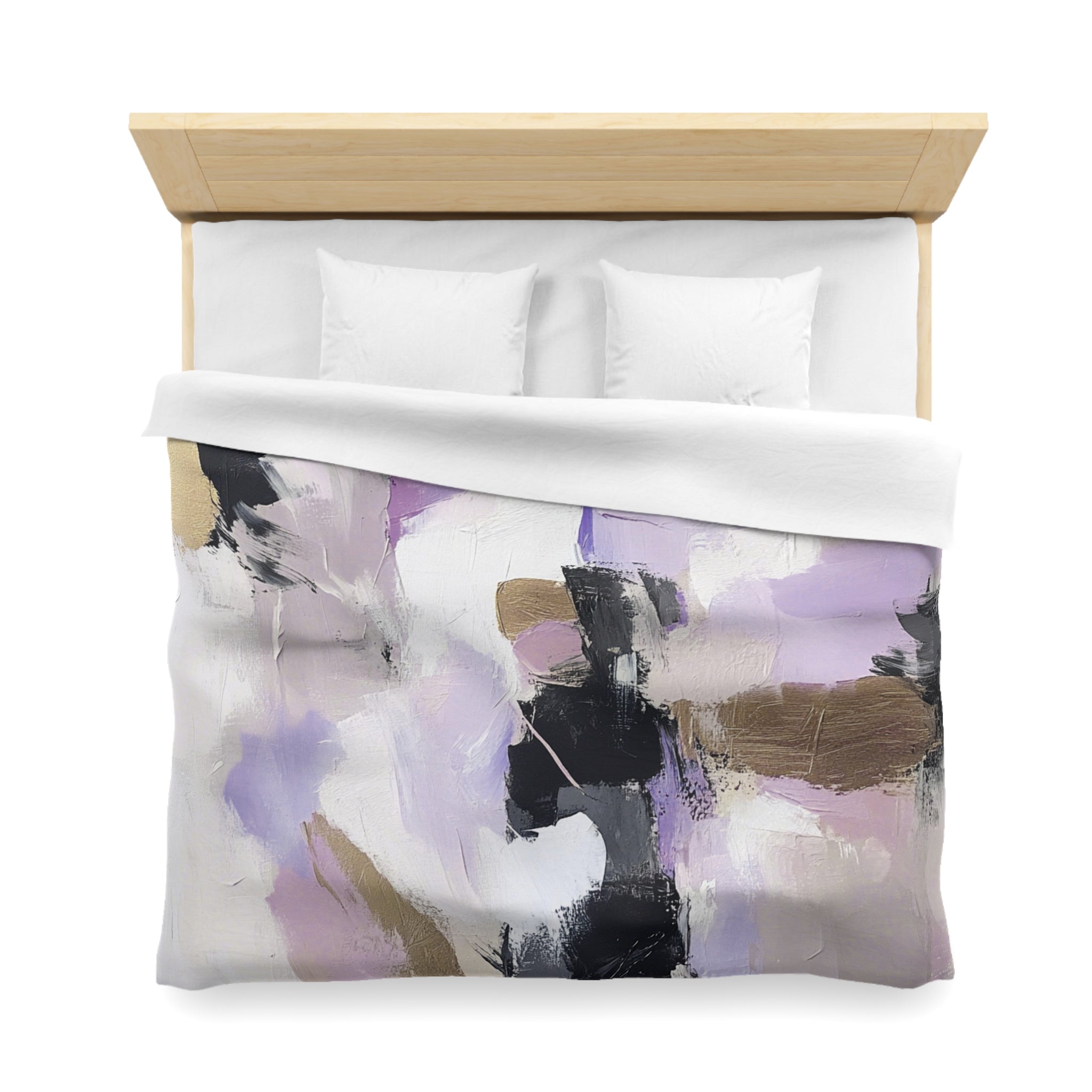 Abstract Duvet, Pillow Cover | Black Lavender White Bedroom Decor