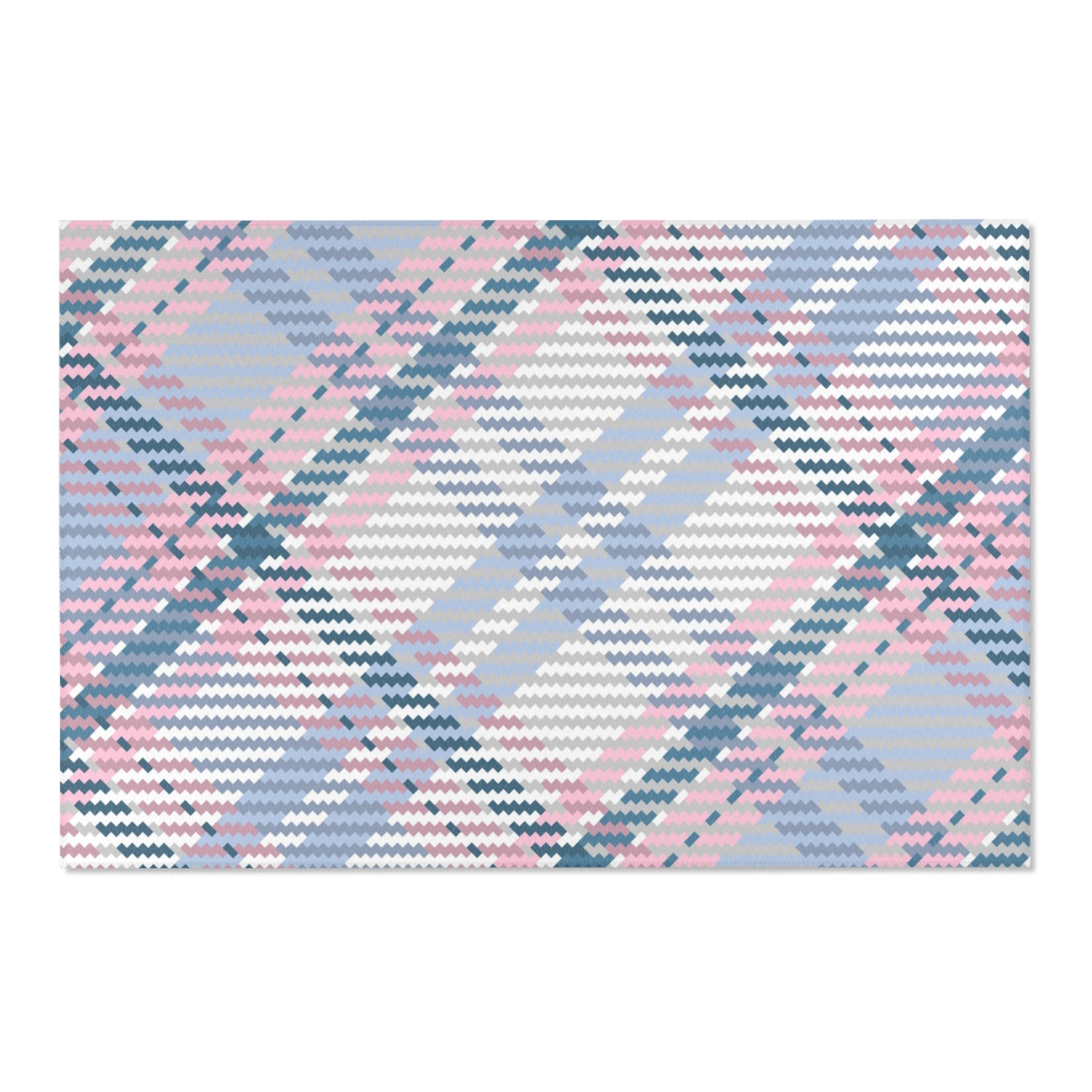 Plaid Area Rug | Retro Pink Blue, Off White