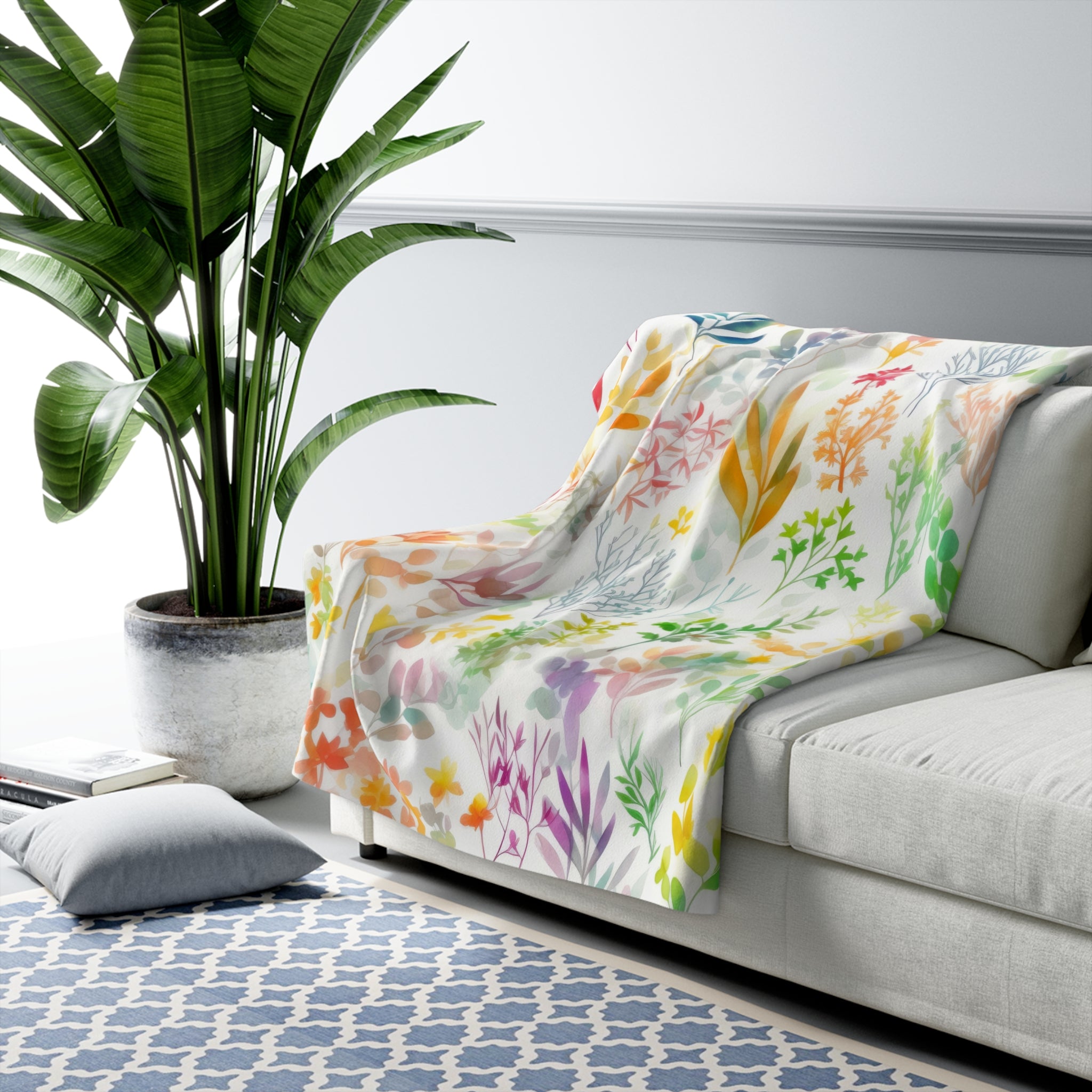 Colorful Floral Throw Blanket | Wildfloral Leaves