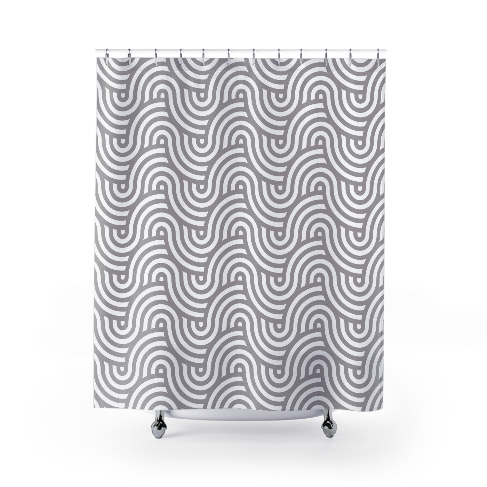 Art Deco Shower Curtain | Grey White Waves