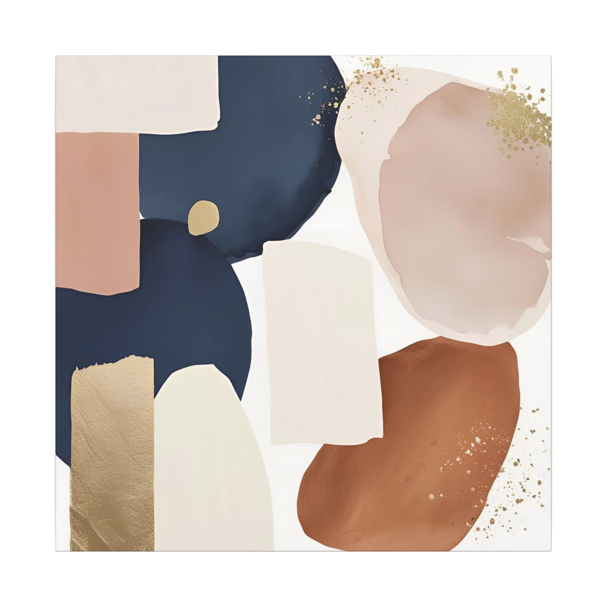 The image is an abstract art piece featuring various shapes and colors, including shades of blue, pink, and brown.