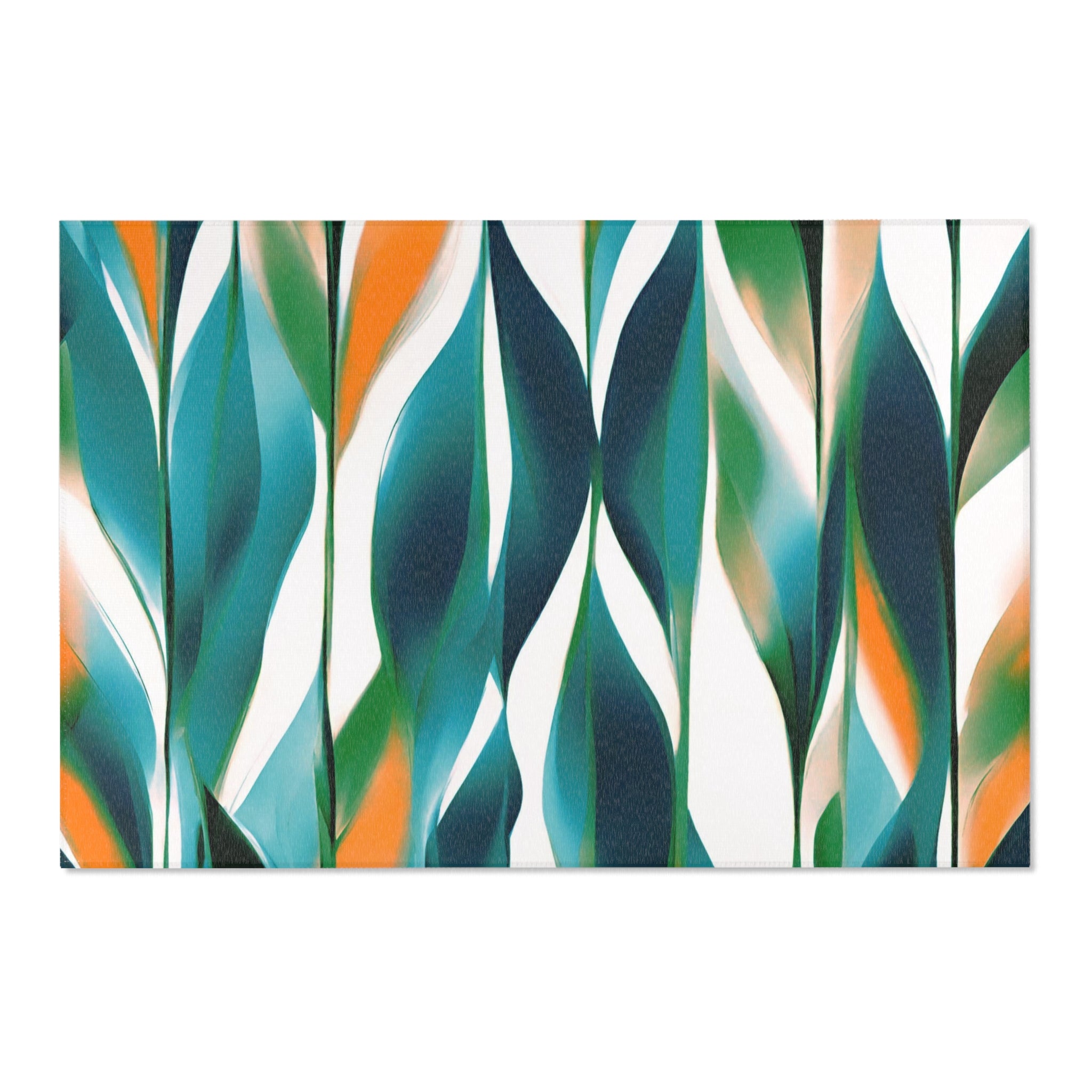 Abstract Large Area Rug | Modern Rug, Teal Navy Blue, White Orange