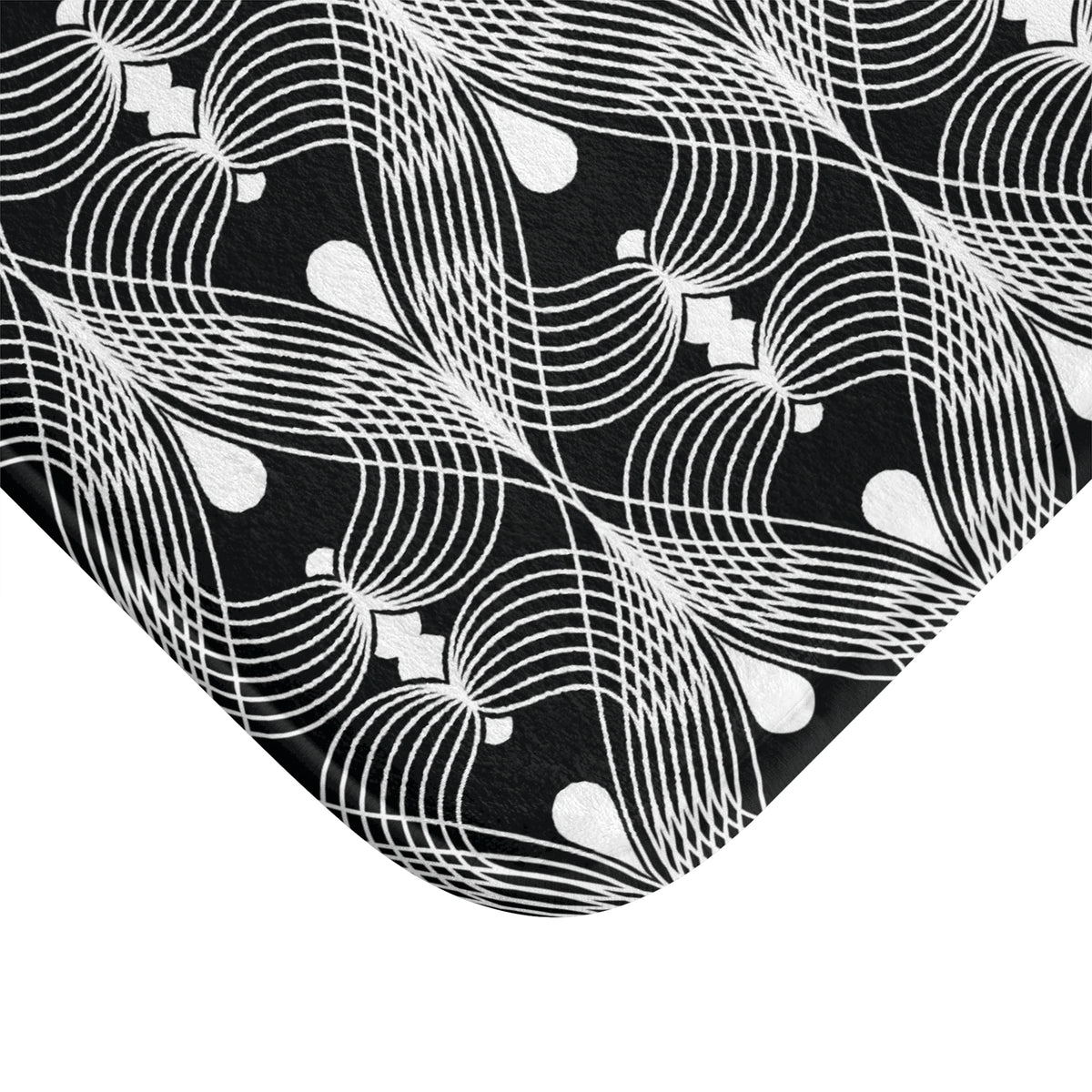 Black White Deco Fan Bath Mat, Art Deco Bathroom Rug