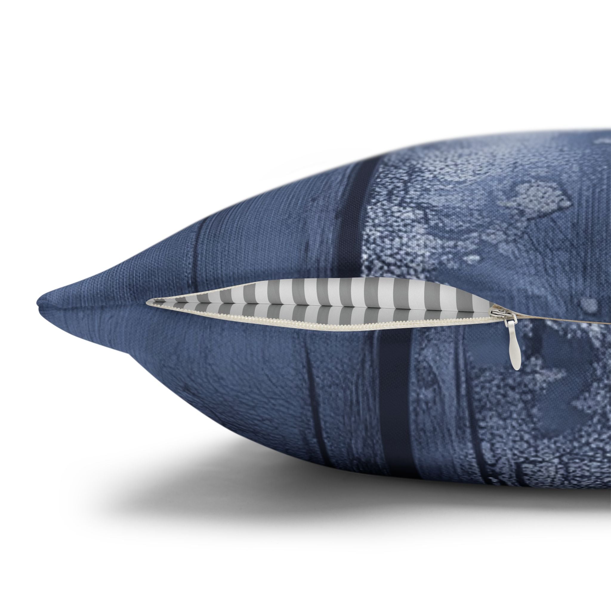 Rustic Wooden Throw Pillow Cover, Blue Modern Organic Decor Cushion