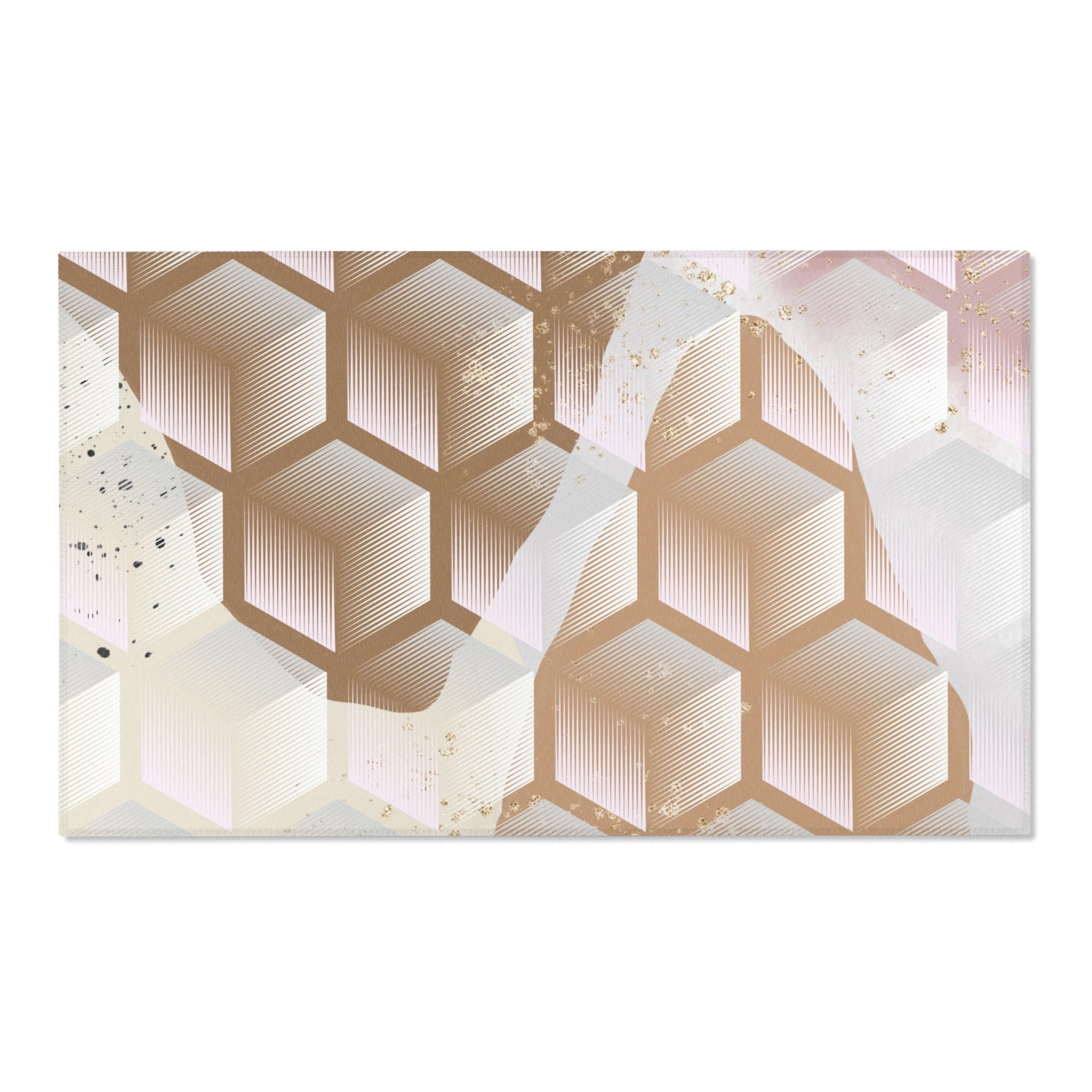 Abstract Colorful Area Rug | Geometric Beige White Rug