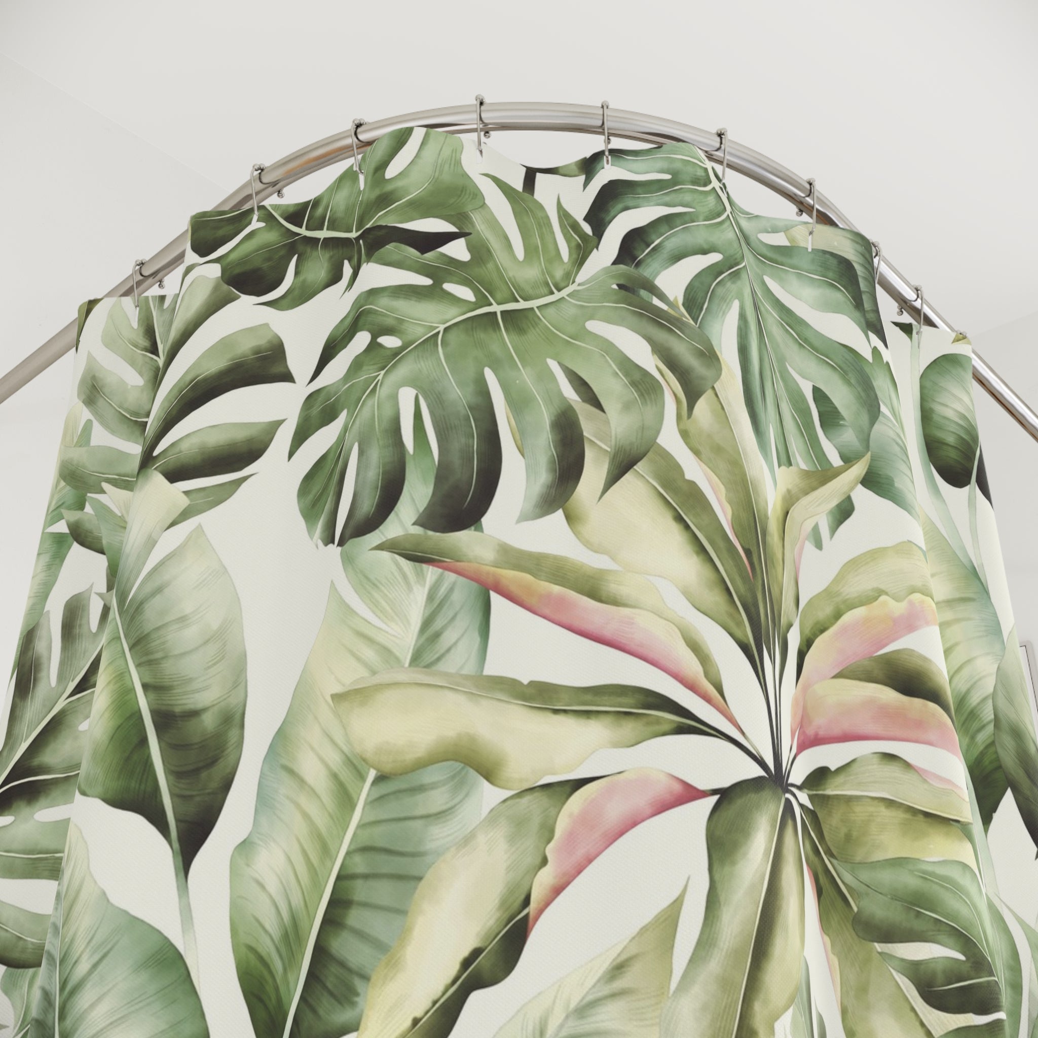 Jungle Floral Shower Curtain | Sage Green Bathroom Decor