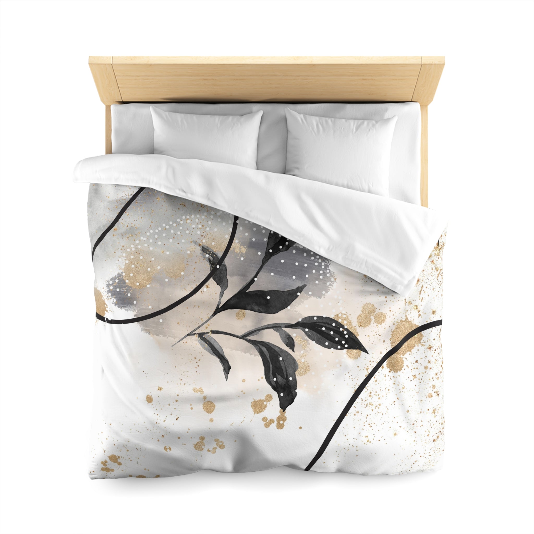 Abstract Leaves Duvet Cover | White Grey Black | Bedroom Decor