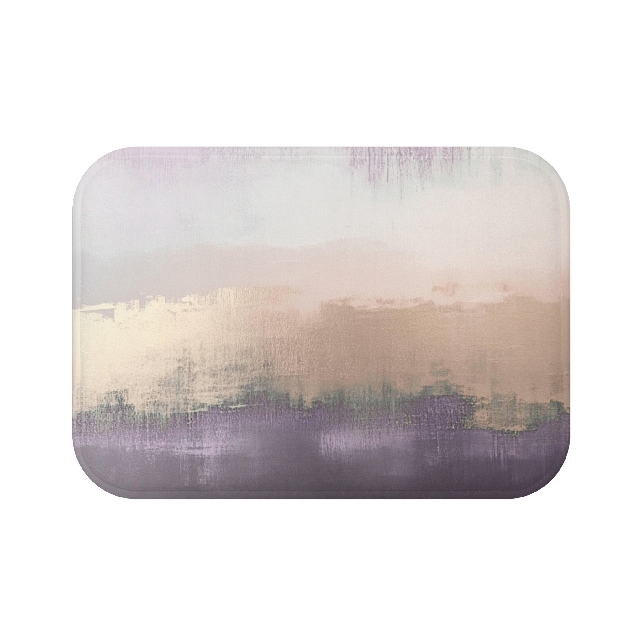 Abstract Bath Mat | Lavender Beige Watercolor Geometric Kitchen Mat
